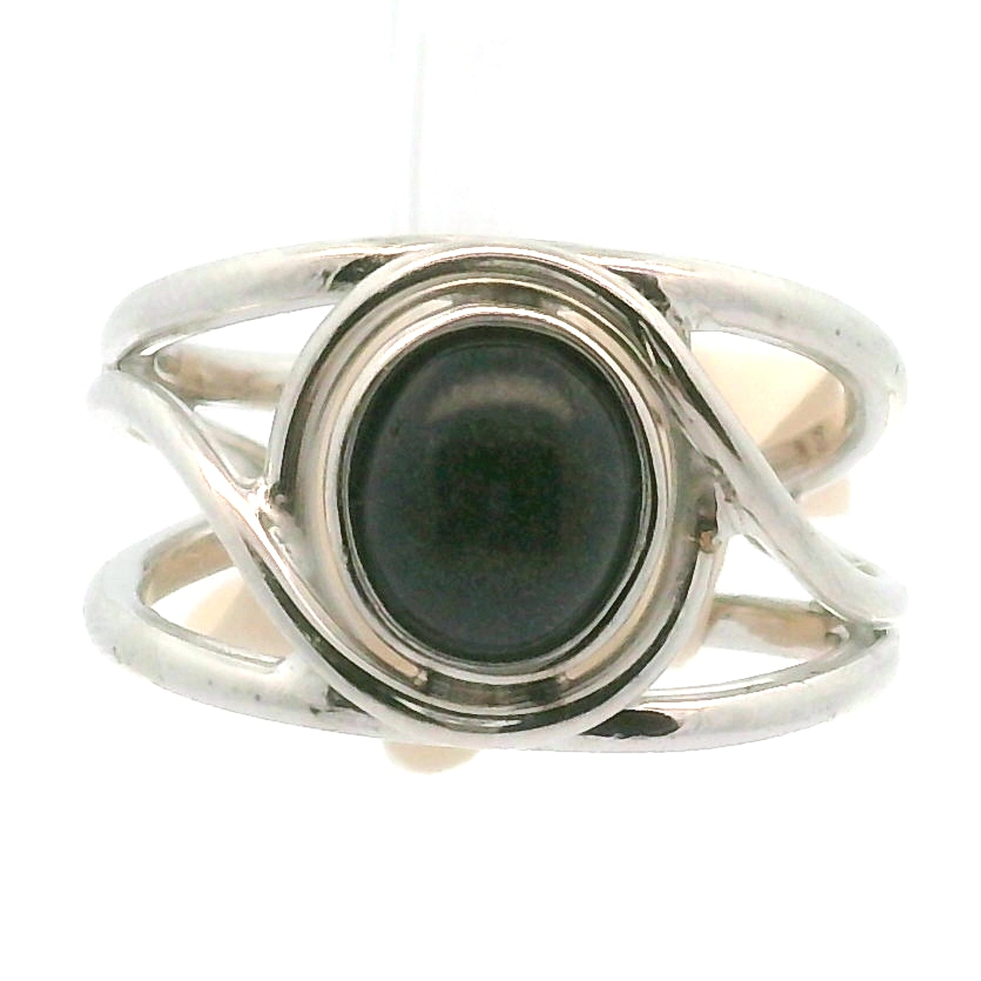 Silver in Quartz Cuff Ring .925 Silver for Clearing Energy, Manifestation and Protection