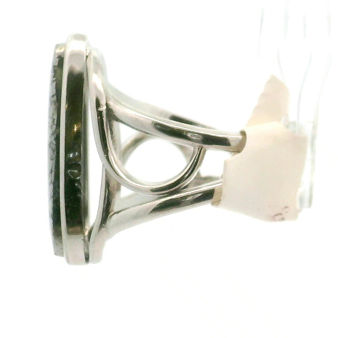 Silver in Quartz Cuff Ring .925 Silver for Clearing Energy, Manifestation and Protection