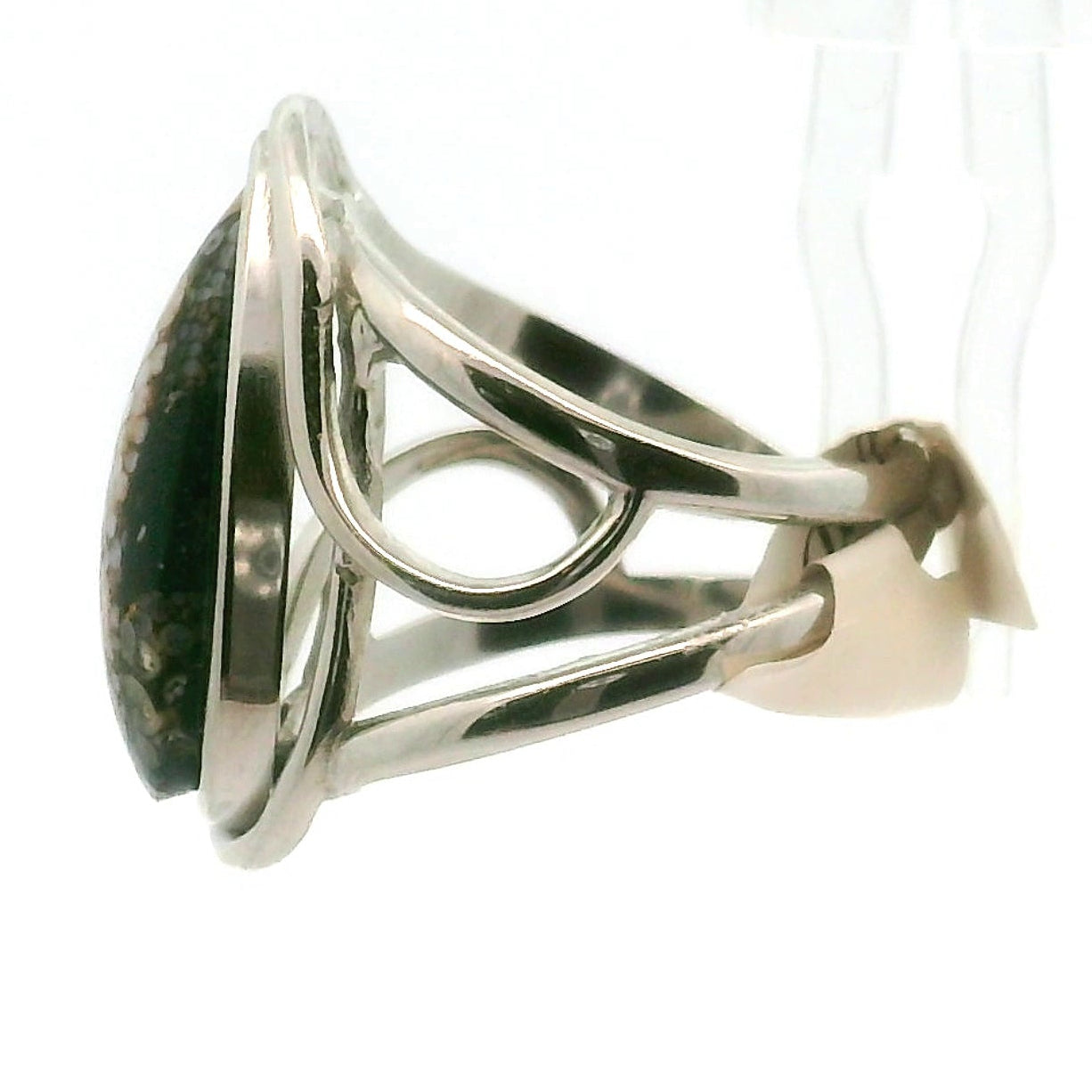 Snakeskin Stone Cuff Ring .925 Silver for Emotional Support, Joy and Self Worth