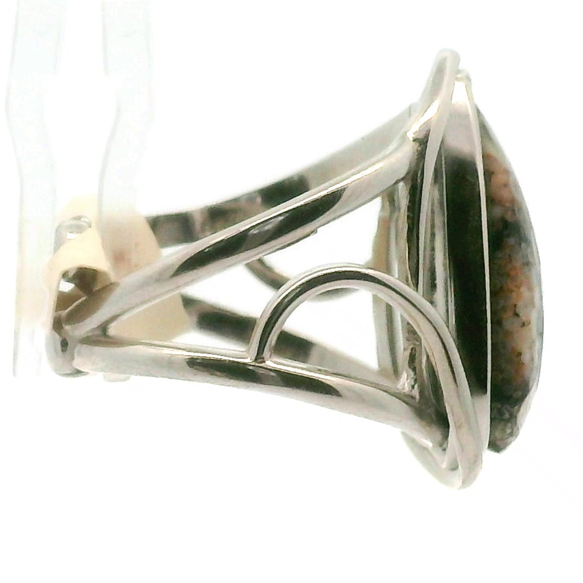 Snakeskin Stone Cuff Ring .925 Silver for Emotional Support, Joy and Self Worth