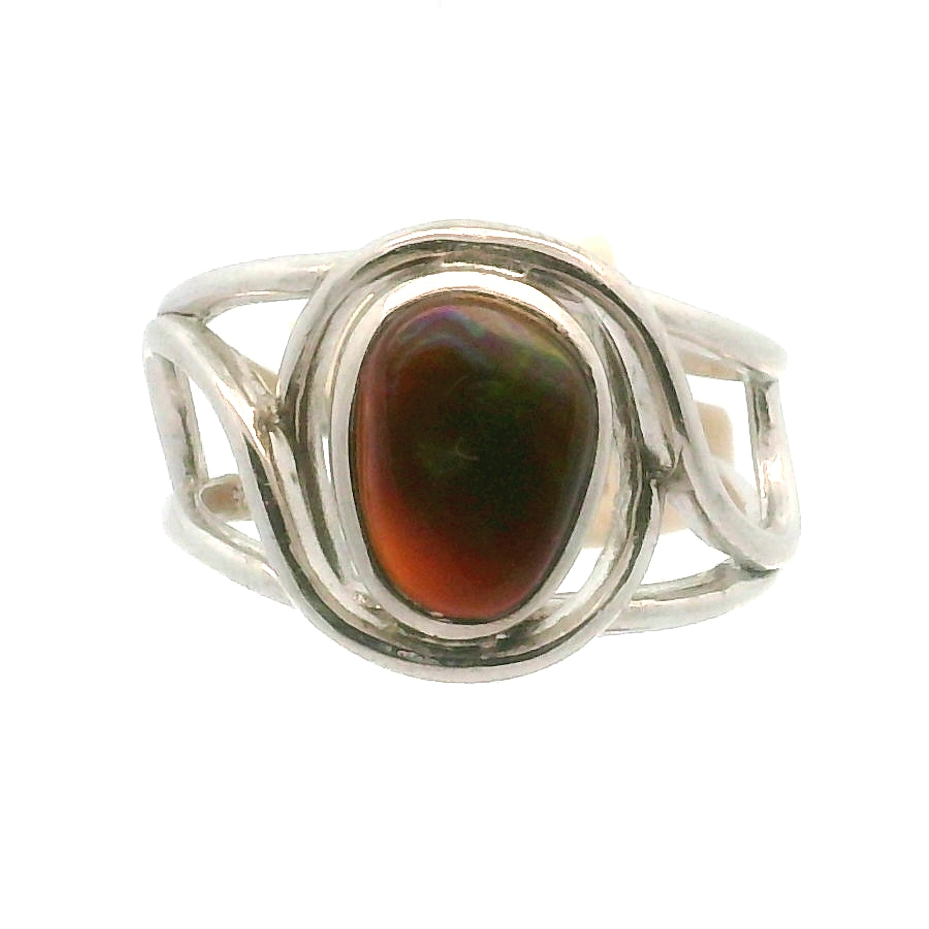 Mexican Fire Opal Cuff Ring .925 Silver for Confidence and Increasing Motivation