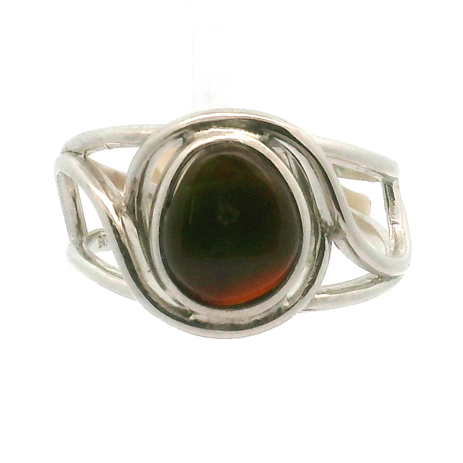 Mexican Fire Opal Cuff Ring .925 Silver for Confidence and Increasing Motivation