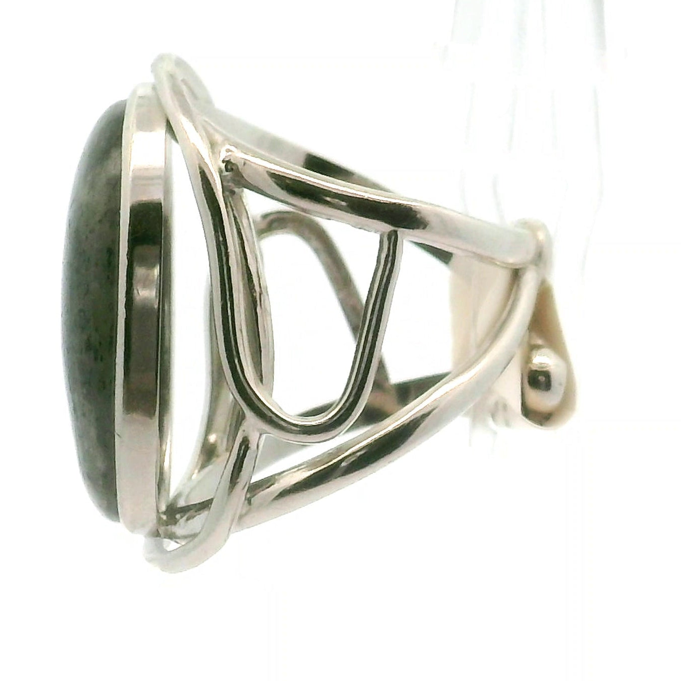 Divine Black Sunstone Cuff Ring .925 Silver for Cleansing & Balancing Chakras