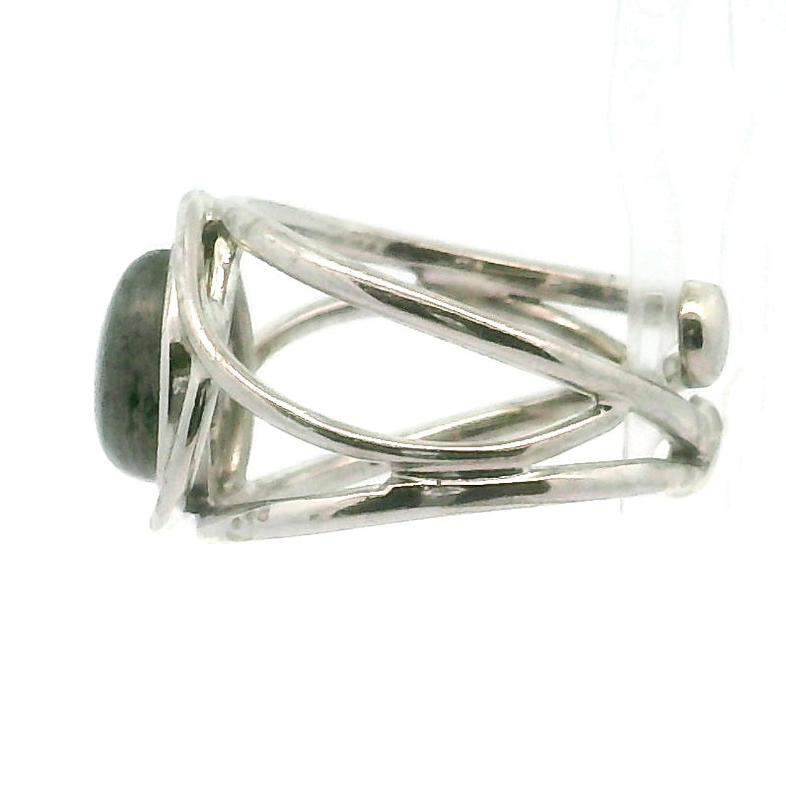 Divine Black Sunstone Midi Cuff Ring .925 Silver for Cleansing & Balancing Chakras
