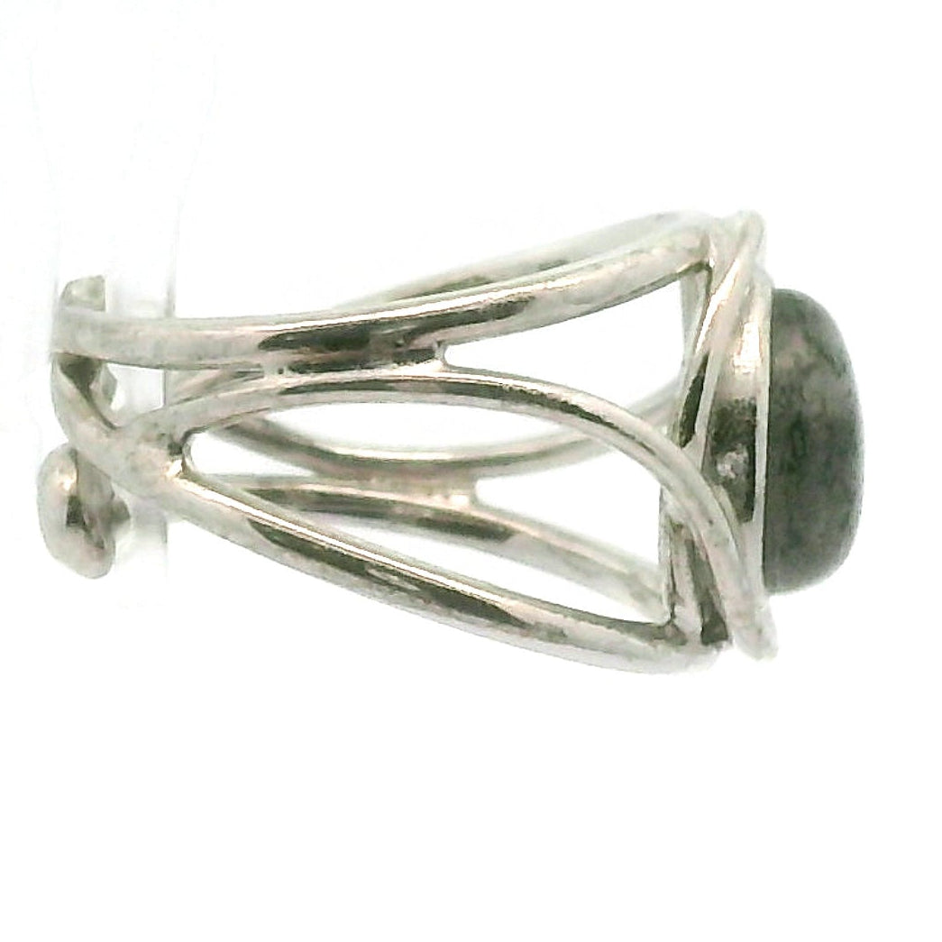 Divine Black Sunstone Midi Cuff Ring .925 Silver for Cleansing & Balancing Chakras