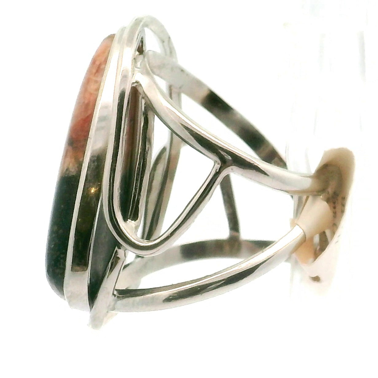 Red Dragon Euphoralite Cuff Ring 925 Silver for Health, Protection and Stress Relief