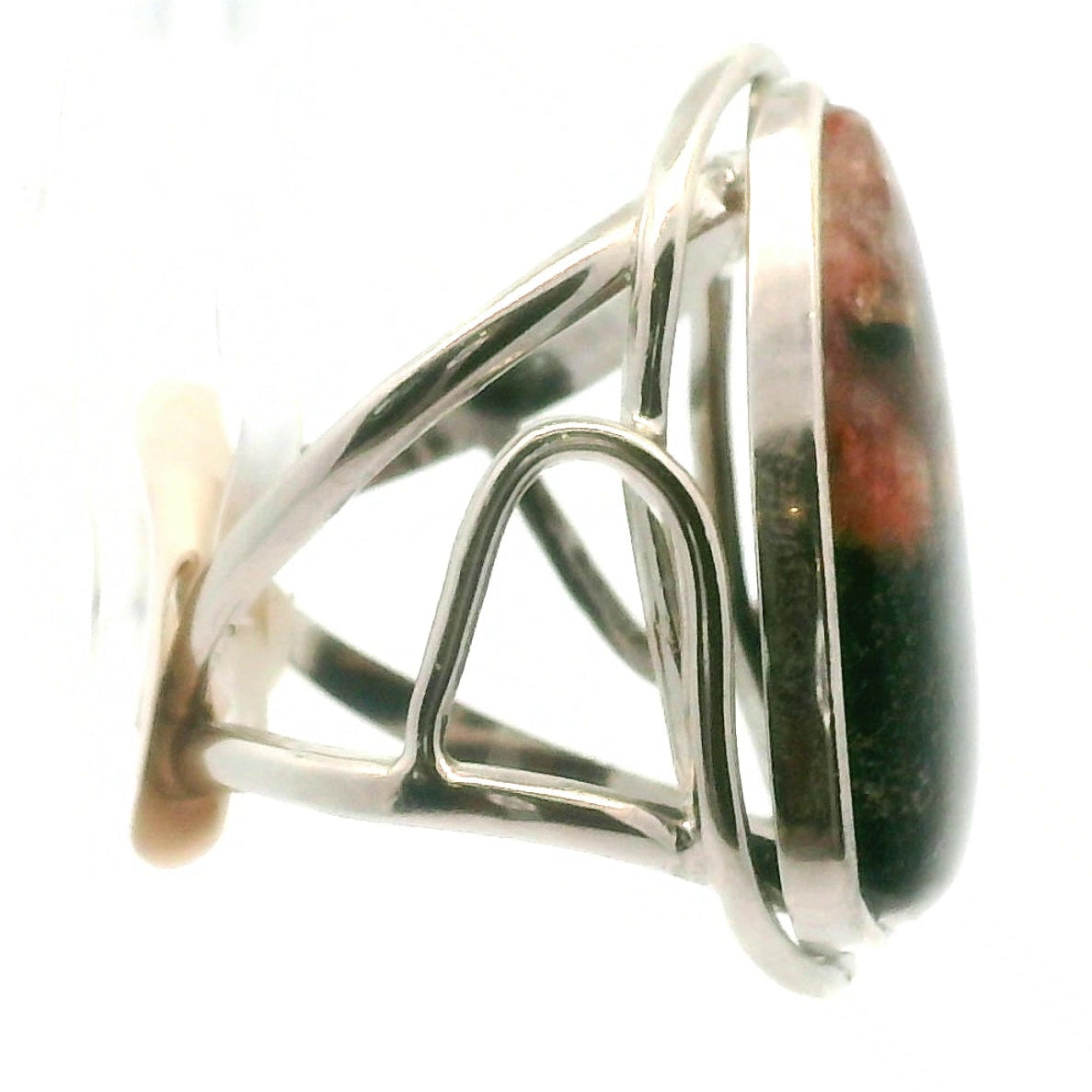 Red Dragon Euphoralite Cuff Ring 925 Silver for Health, Protection and Stress Relief