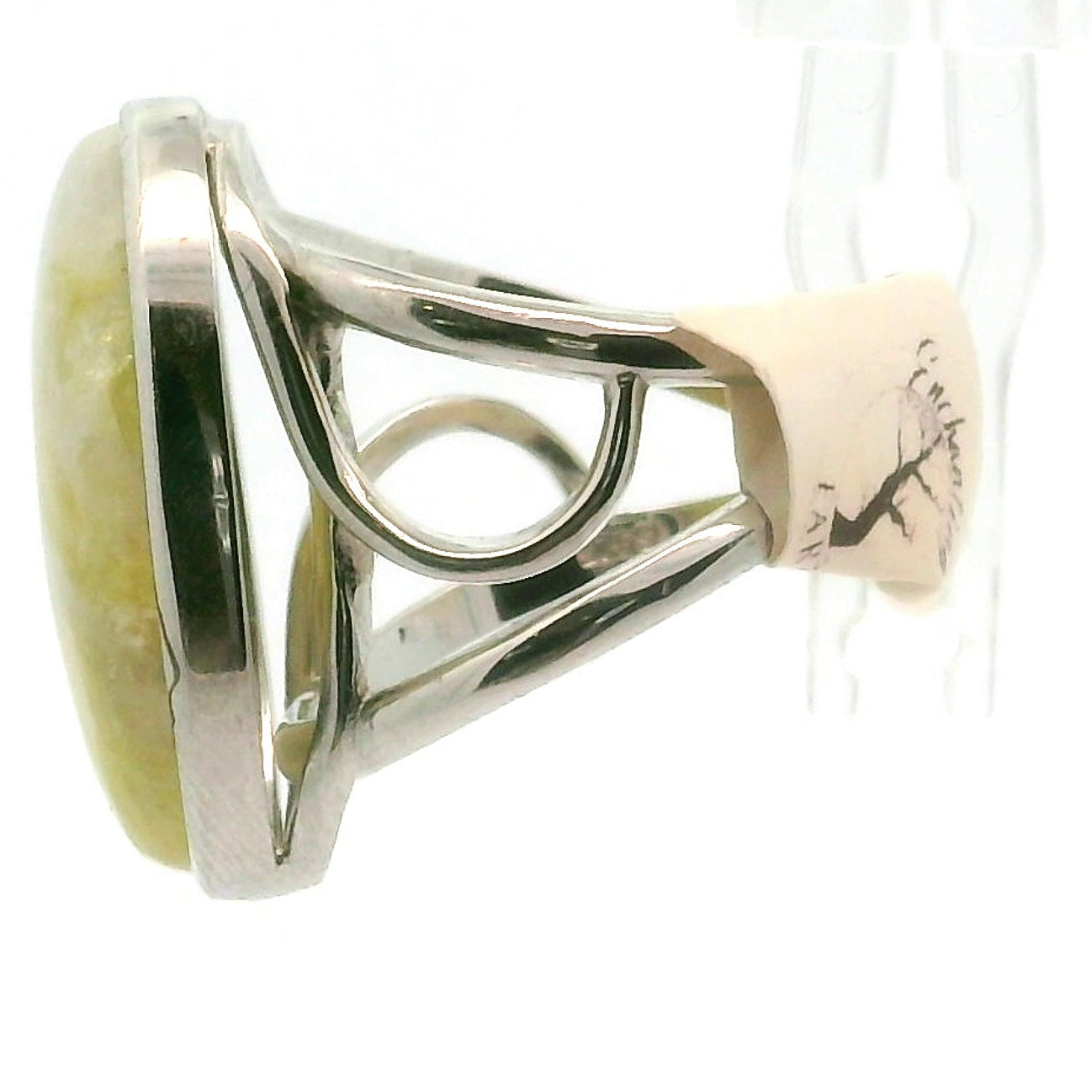 Rare Golden Euphoralite Cuff Ring 925 Silver for Euphoria, Empowerment and Strength