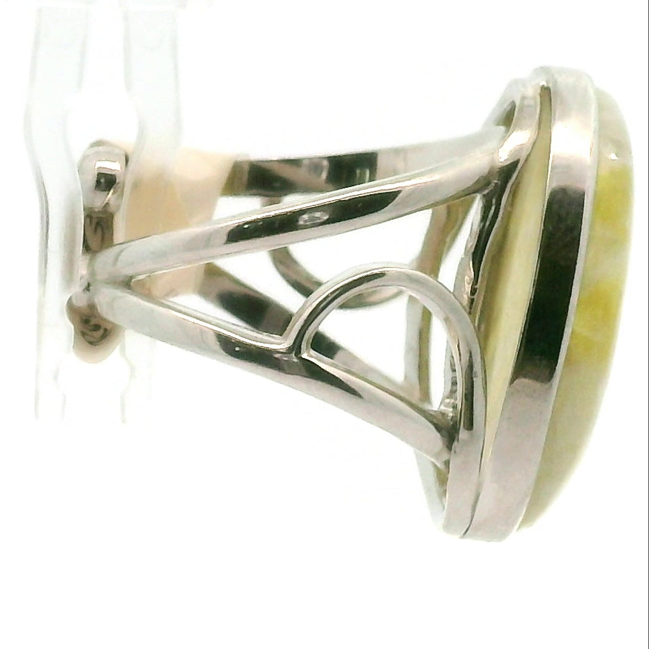 Rare Golden Euphoralite Cuff Ring 925 Silver for Euphoria, Empowerment and Strength