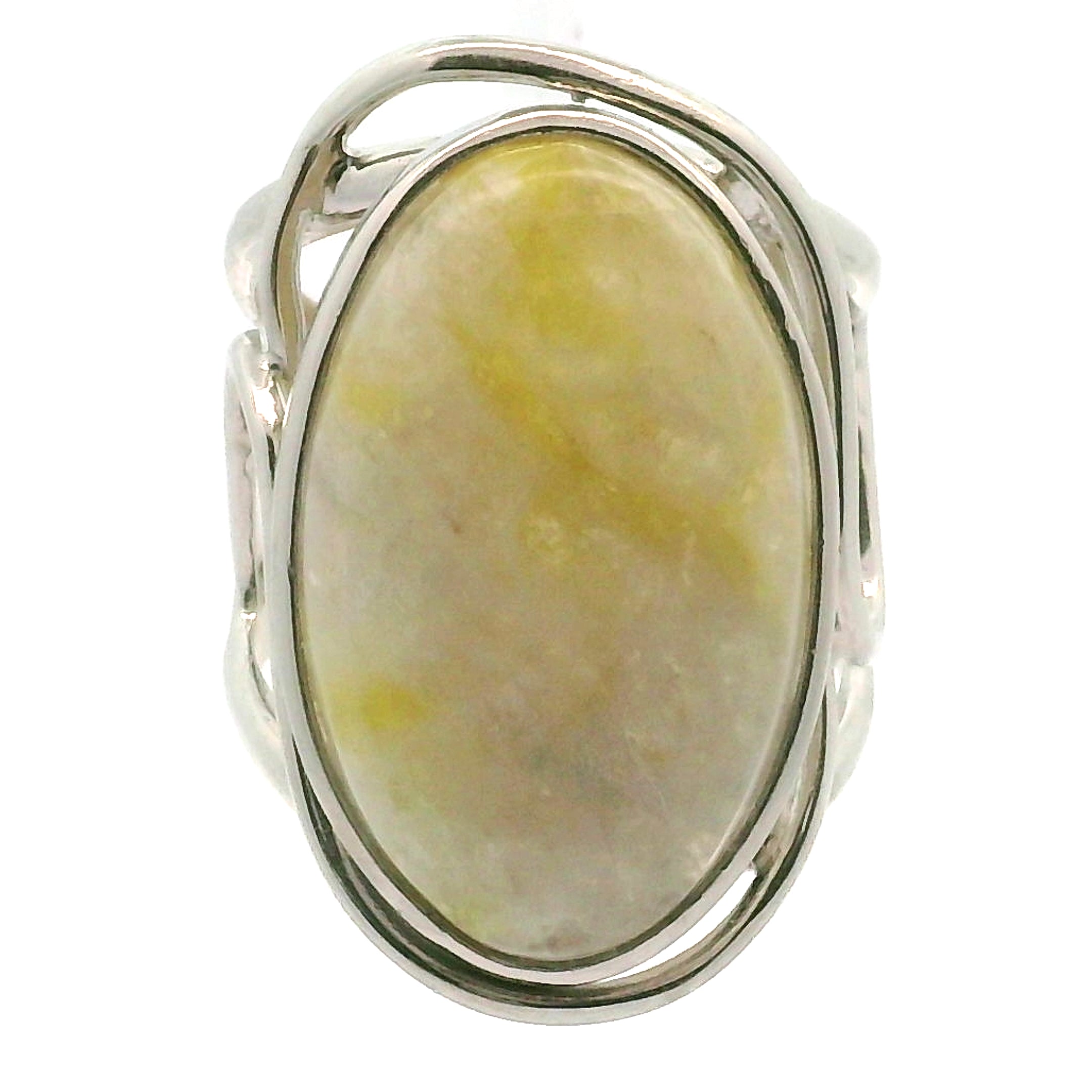 Rare Golden Euphoralite Cuff Ring 925 Silver for Euphoria, Empowerment and Strength