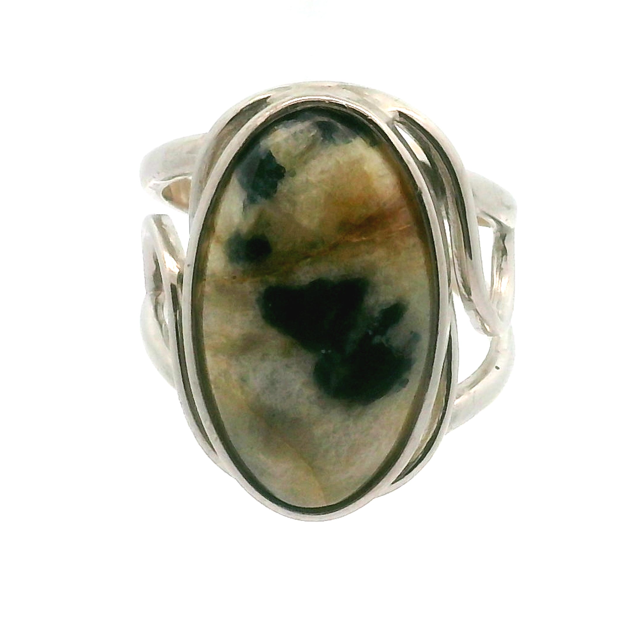 Ascension Euphoralite Cuff Ring 925 Silver for Connection with Higher Realms