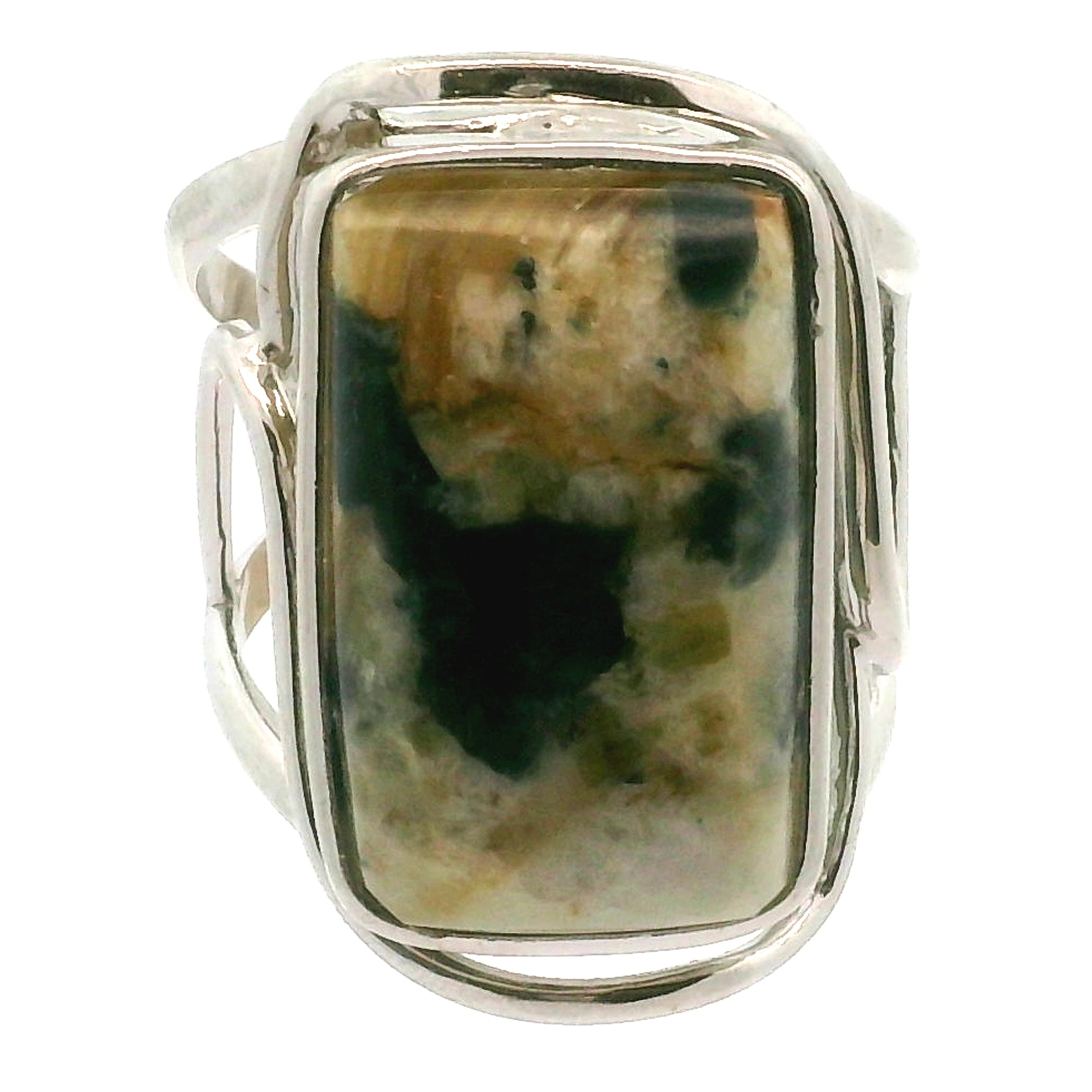 Ascension Euphoralite Cuff Ring 925 Silver for Connection with Higher Realms