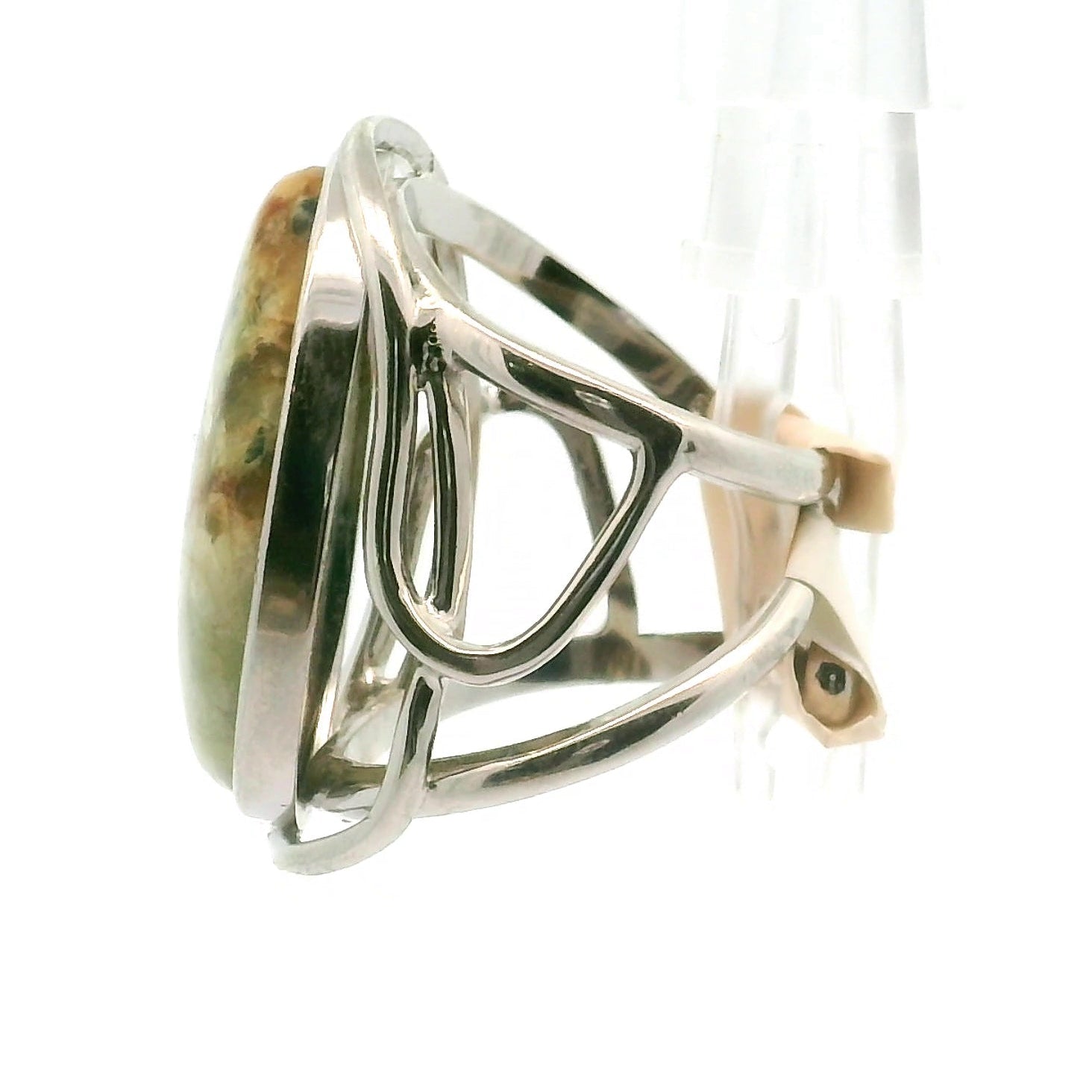 Ascension Euphoralite Cuff Ring 925 Silver for Connection with Higher Realms