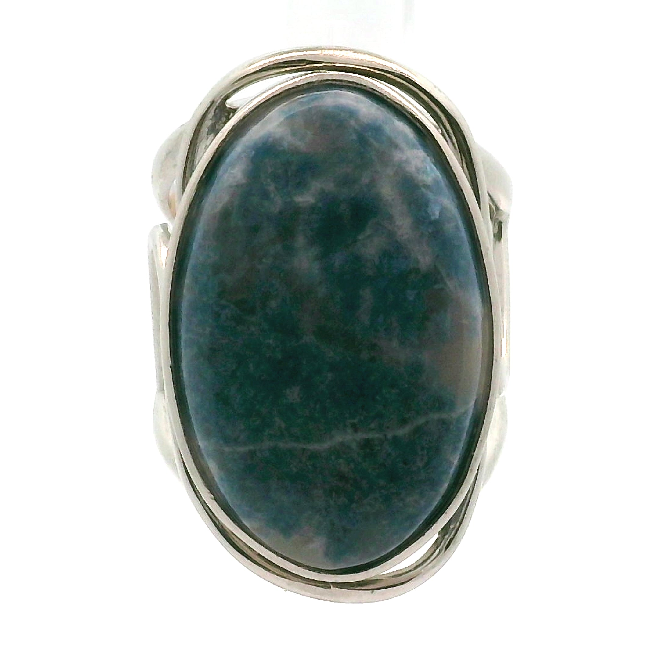 Enchanted Euphoralite Cuff Ring 925 Silver for Connection with Higher Realms, Intuition, Good Luck and Creation of your Dream Life