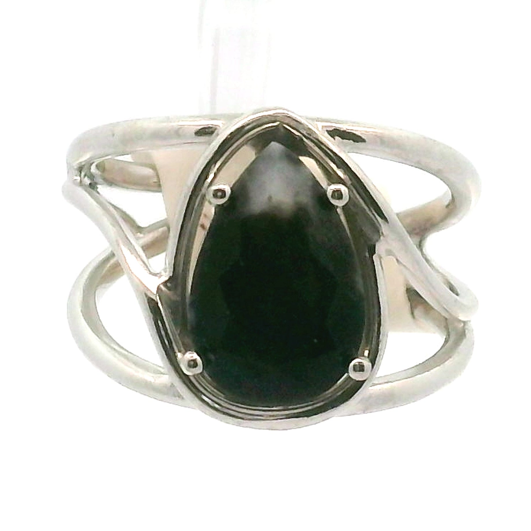 Zebra Agate Faceted Cuff Ring 925 Silver for Balance, Clearing Blockages and Releasing Negativity
