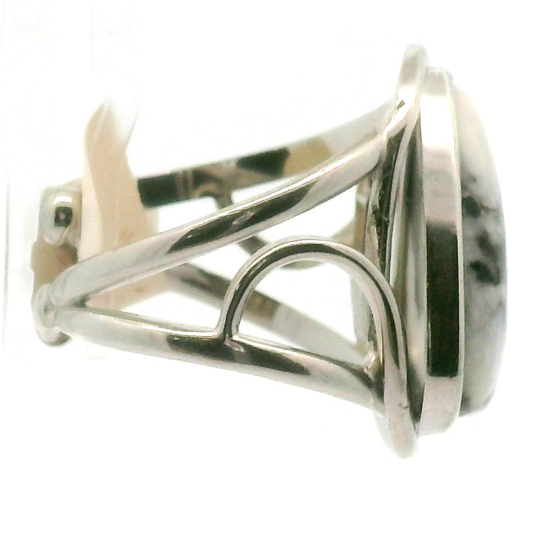 Zebra Agate Faceted Cuff Ring 925 Silver \for Balance, Clearing Blockages and Releasing Negativity
