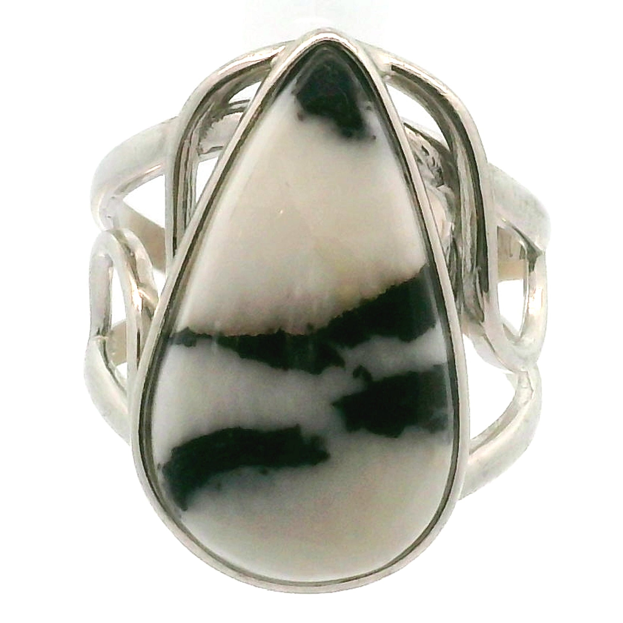 Zebra Agate Faceted Cuff Ring 925 Silver \for Balance, Clearing Blockages and Releasing Negativity