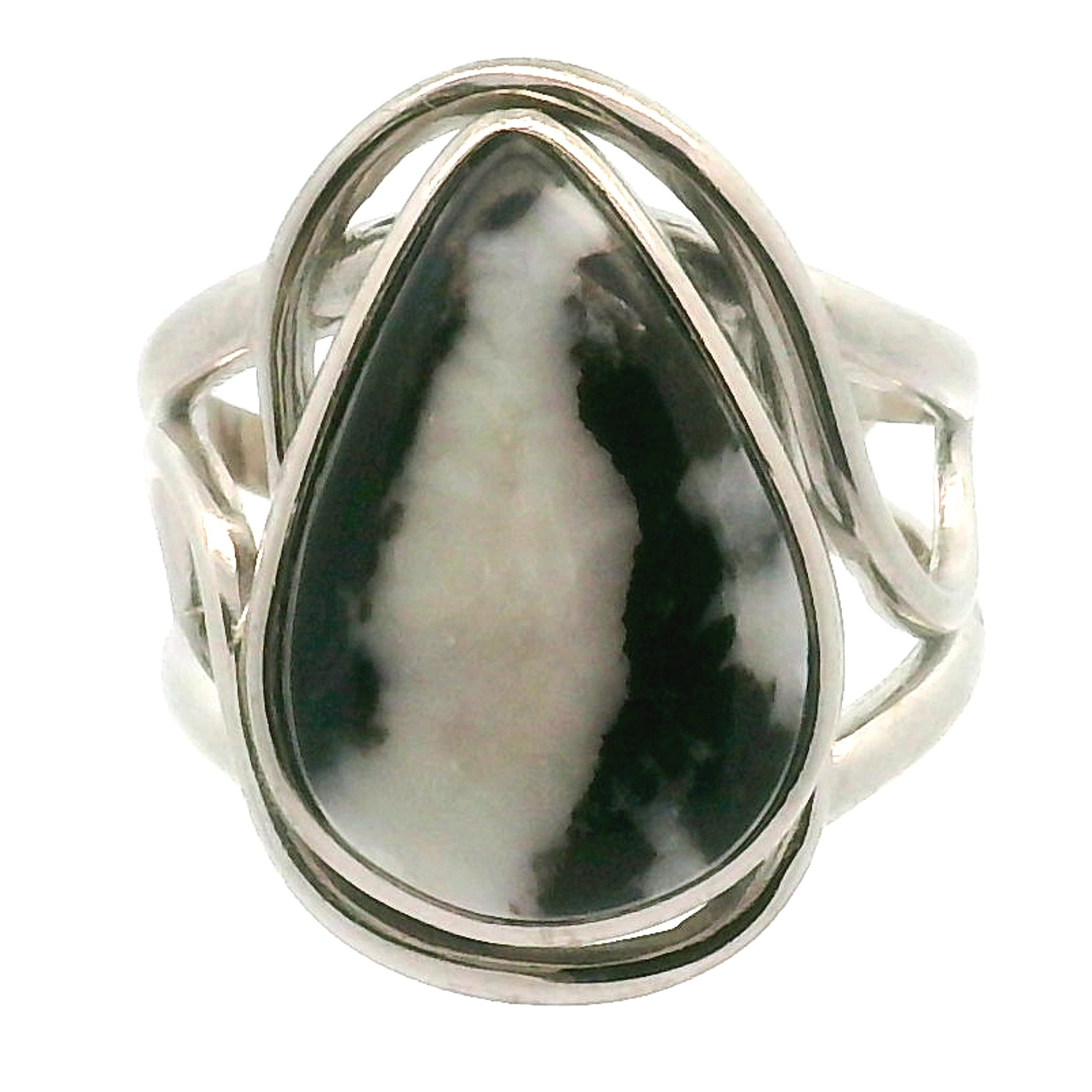 Zebra Agate Faceted Cuff Ring 925 Silver \for Balance, Clearing Blockages and Releasing Negativity