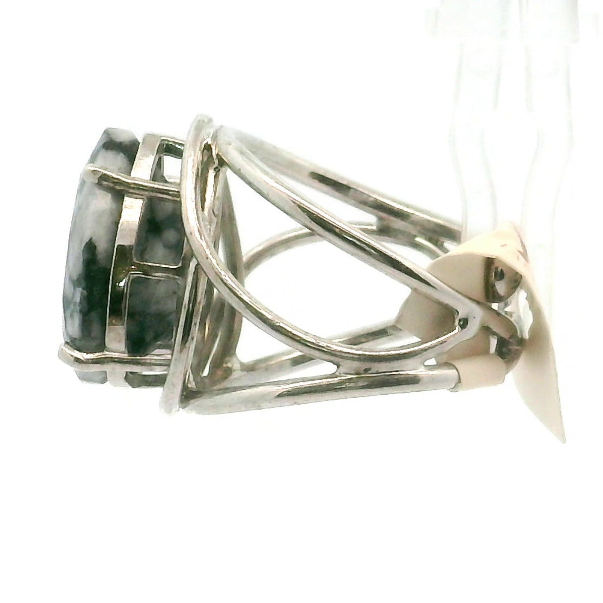 Pinolite Cuff Ring 925 Silver for Inner Peace and Emotional Balance