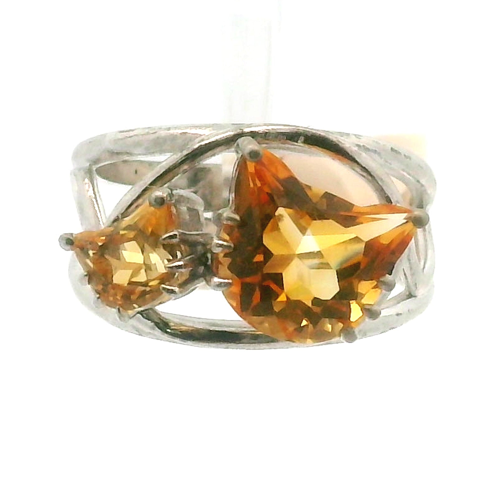 Double Cat Faceted Cuff Ring .925 Silver