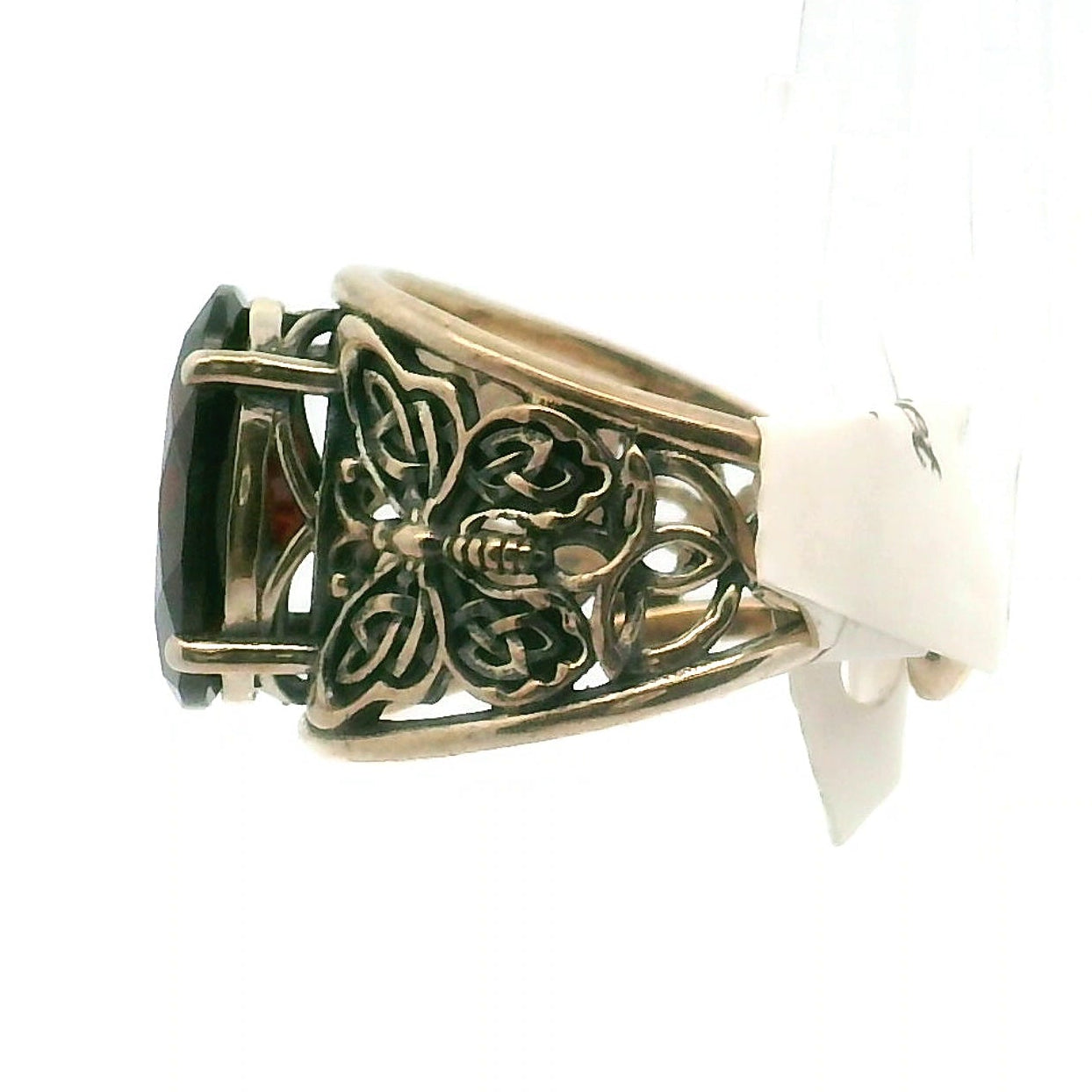 Garnet Butterfly Cuff Ring .925 Silver for Health and Strength