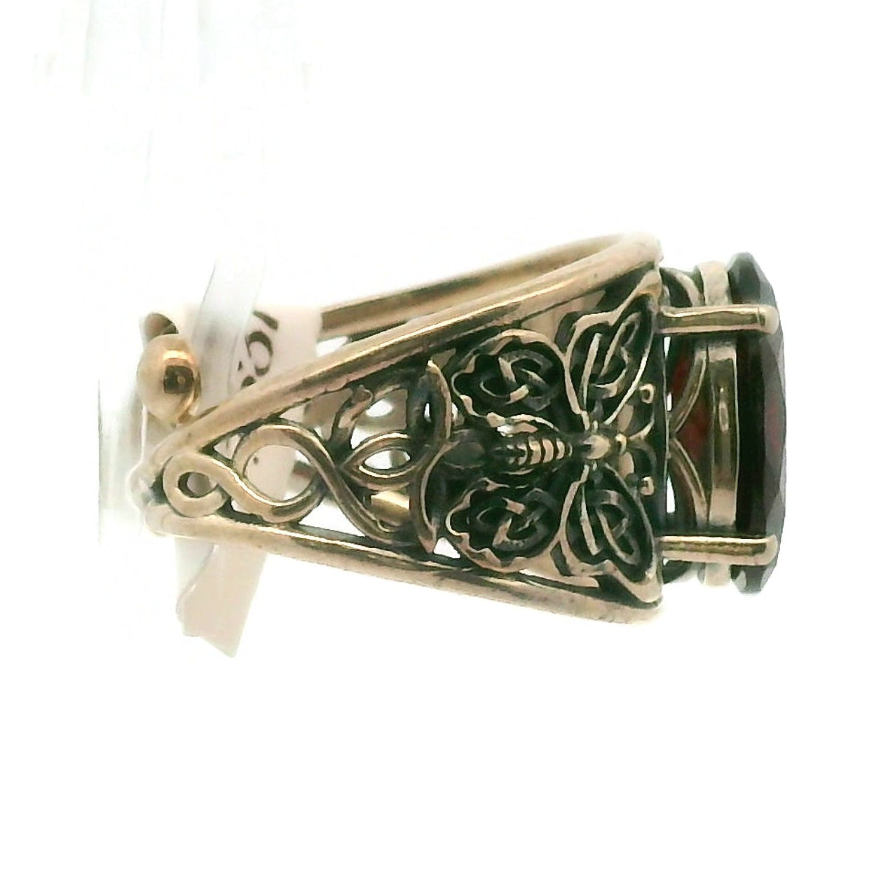 Garnet Butterfly Cuff Ring .925 Silver for Health and Strength