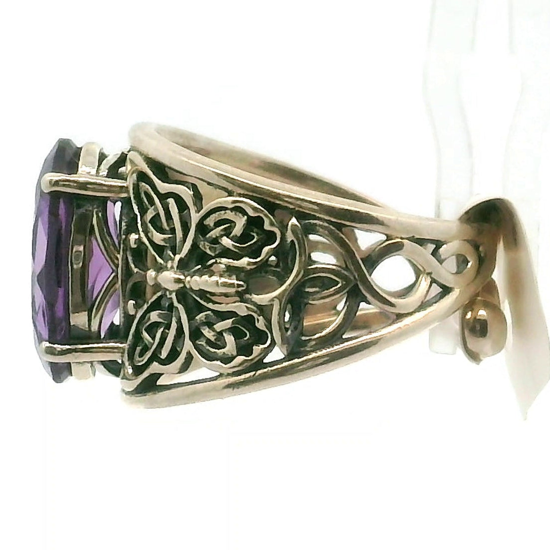 Amethyst Butterfly Finger Cuff Ring .925 Silver for Enhancing your Intuitive Gifts