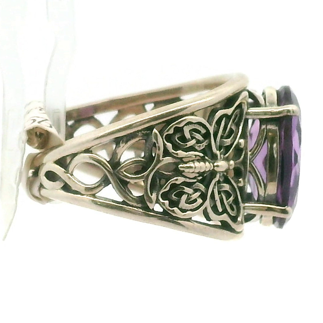 Amethyst Butterfly Finger Cuff Ring .925 Silver for Enhancing your Intuitive Gifts
