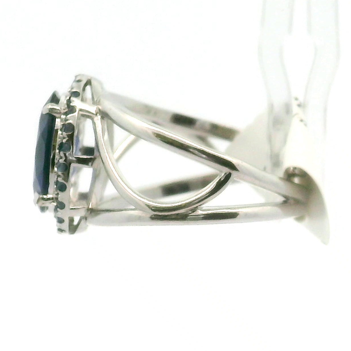Iolite with Kyanite Pavé Cuff Ring .925 Silver for Clear Mind, Intuition and Insights
