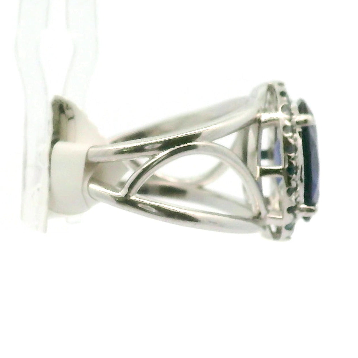 Iolite with Kyanite Pavé Cuff Ring .925 Silver for Clear Mind, Intuition and Insights