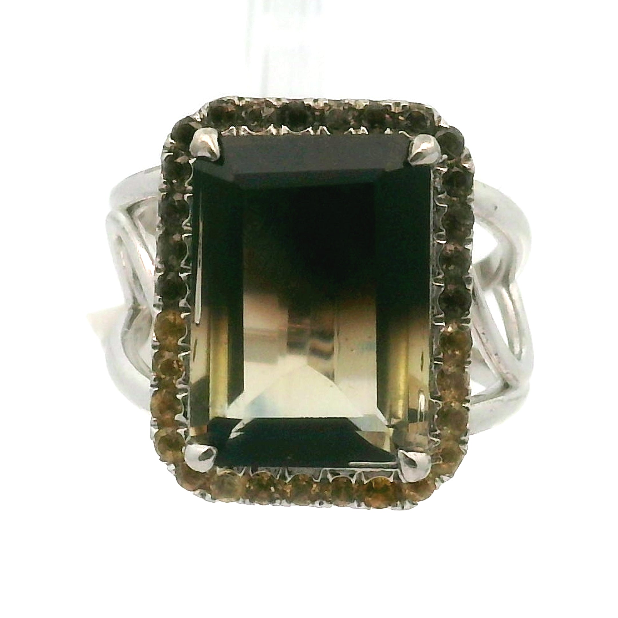 Smoky Citrine Pavé Cuff Ring .925 Silver for Grounded Manifestation and Abundance