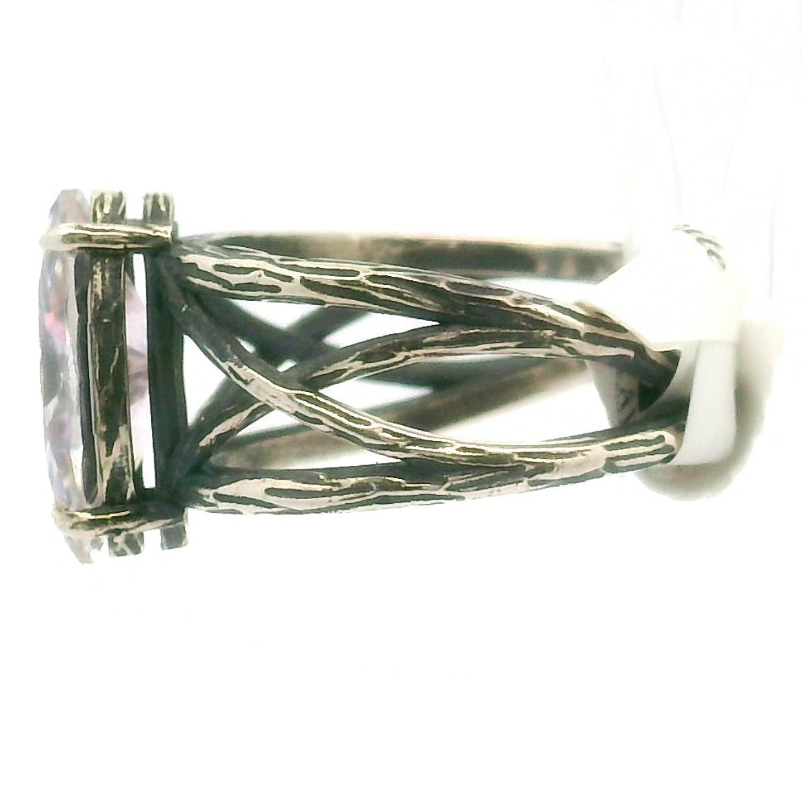 Pink Moissanite Bad Witch Cuff Ring .925 Silver for Enlightenment, Inner Peace & Spiritual Transformation
