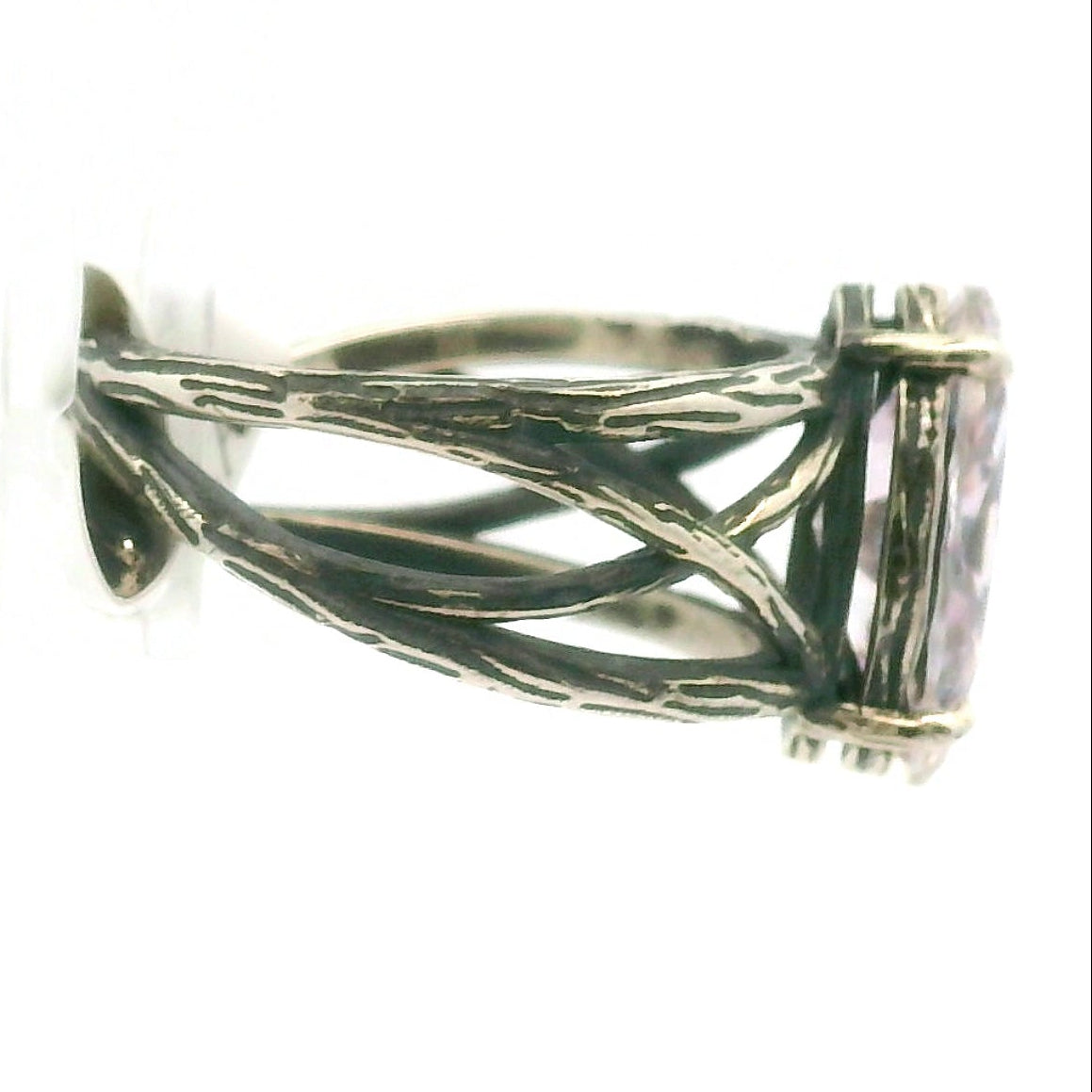 Pink Moissanite Bad Witch Cuff Ring .925 Silver for Enlightenment, Inner Peace & Spiritual Transformation