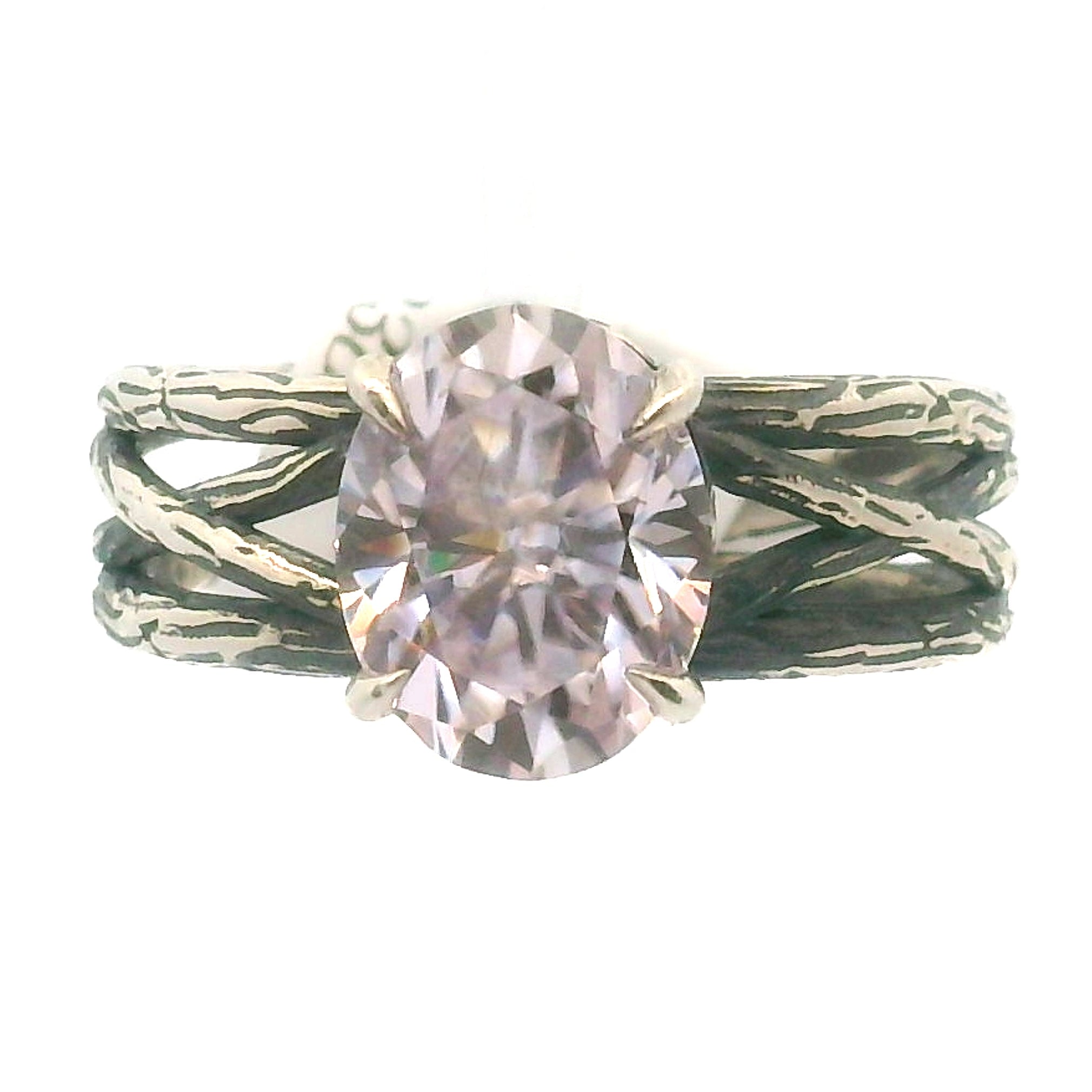 Pink Moissanite Bad Witch Cuff Ring .925 Silver for Enlightenment, Inner Peace & Spiritual Transformation