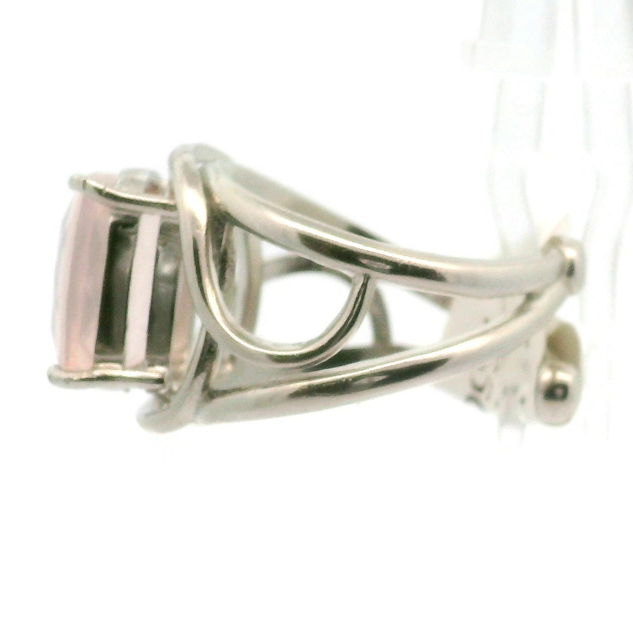 Rose Quartz Adjustable Cuff Ring .925 Silver for Compassion, Love and Healing