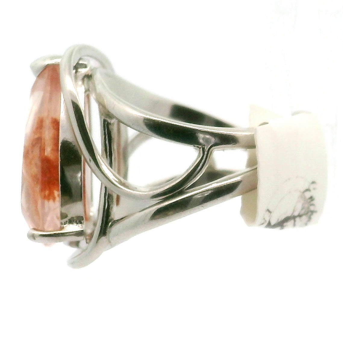 Rose Quartz Lodolite Adjustable Cuff Ring .925 Silver for Compassion, Emotional Release and Healing