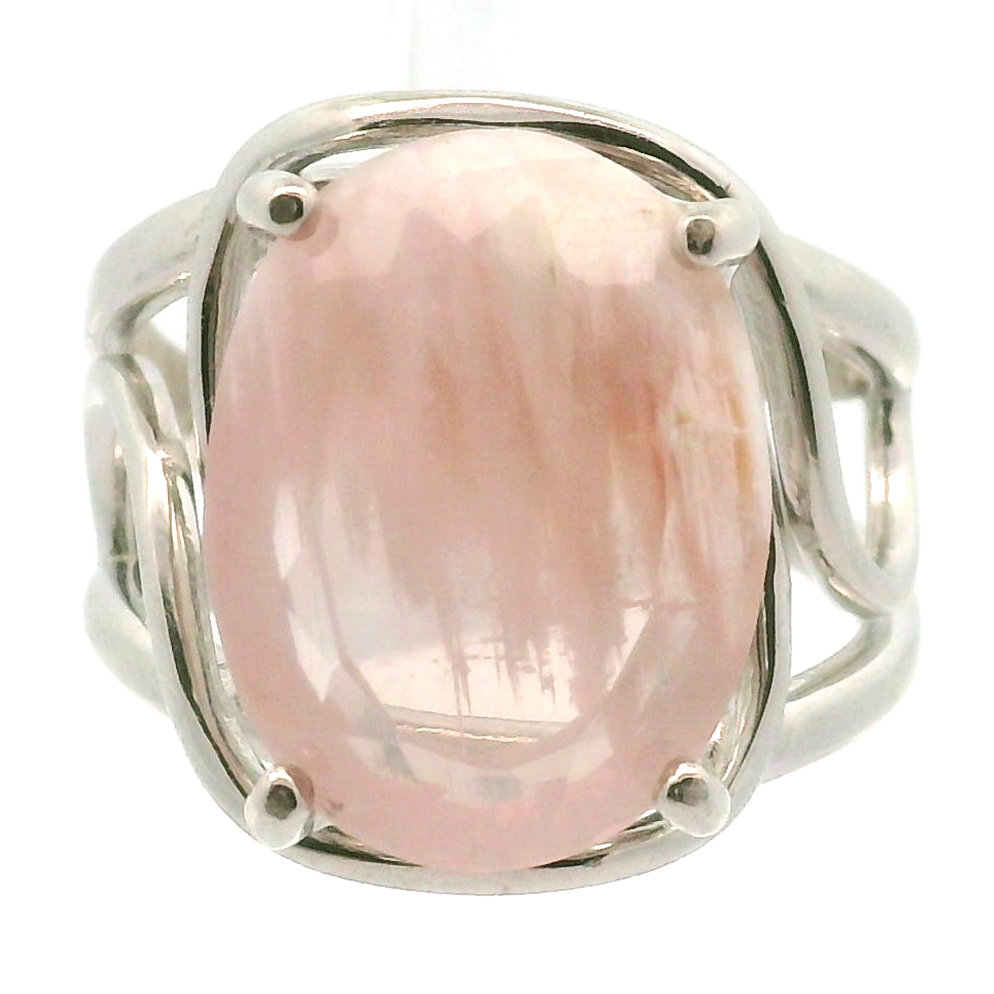 Rose Quartz Lodolite Adjustable Cuff Ring .925 Silver for Compassion, Emotional Release and Healing