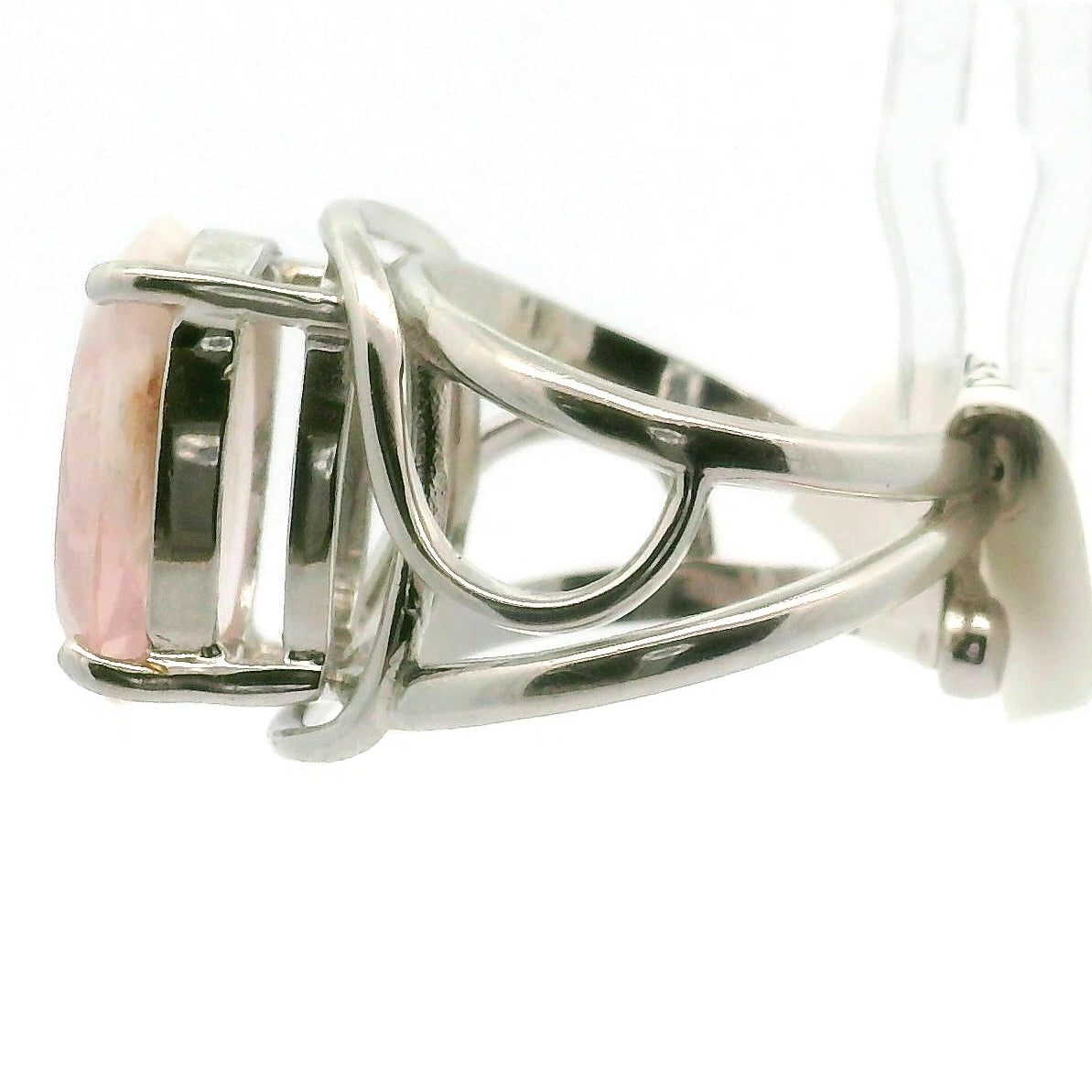 Rose Quartz Lodolite Adjustable Cuff Ring .925 Silver for Compassion, Emotional Release and Healing