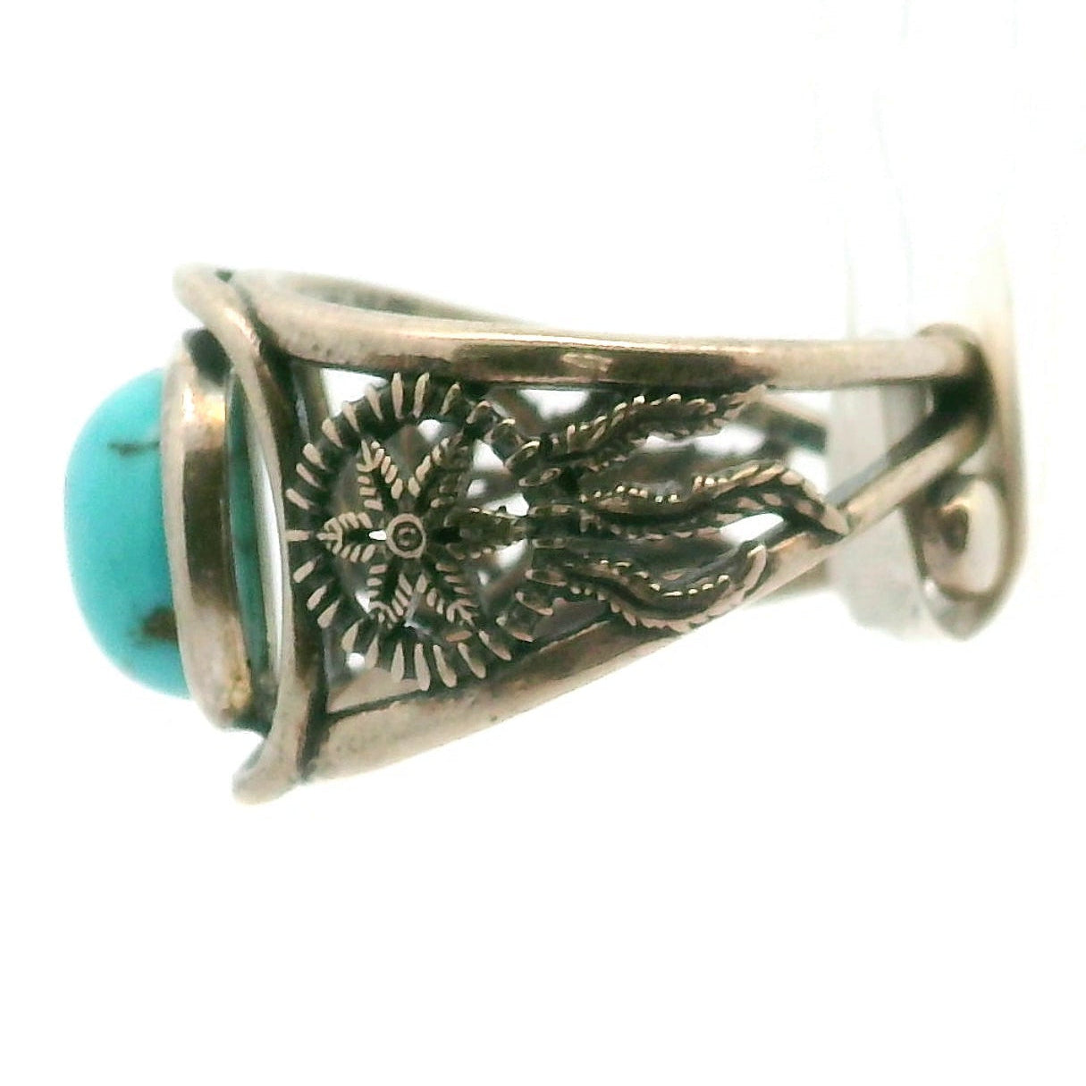 Turquoise Dream Catcher Cuff Ring for Good Luck, Prosperity and Protection