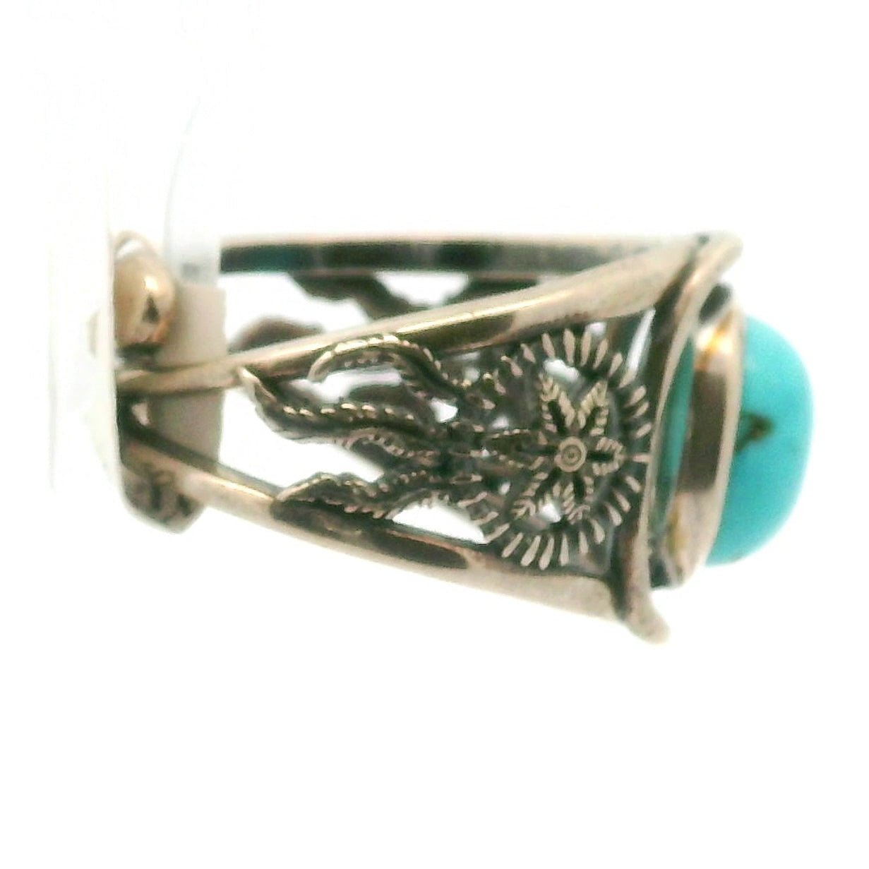 Turquoise Dream Catcher Cuff Ring for Good Luck, Prosperity and Protection