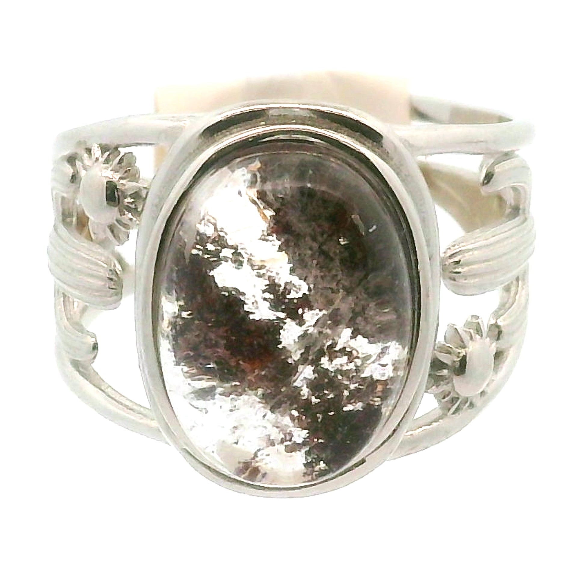 Garden Quartz Saguaro Adjustable Cuff Ring .925 Sterling Silver for Insight, Meditation & Shamanic Journey
