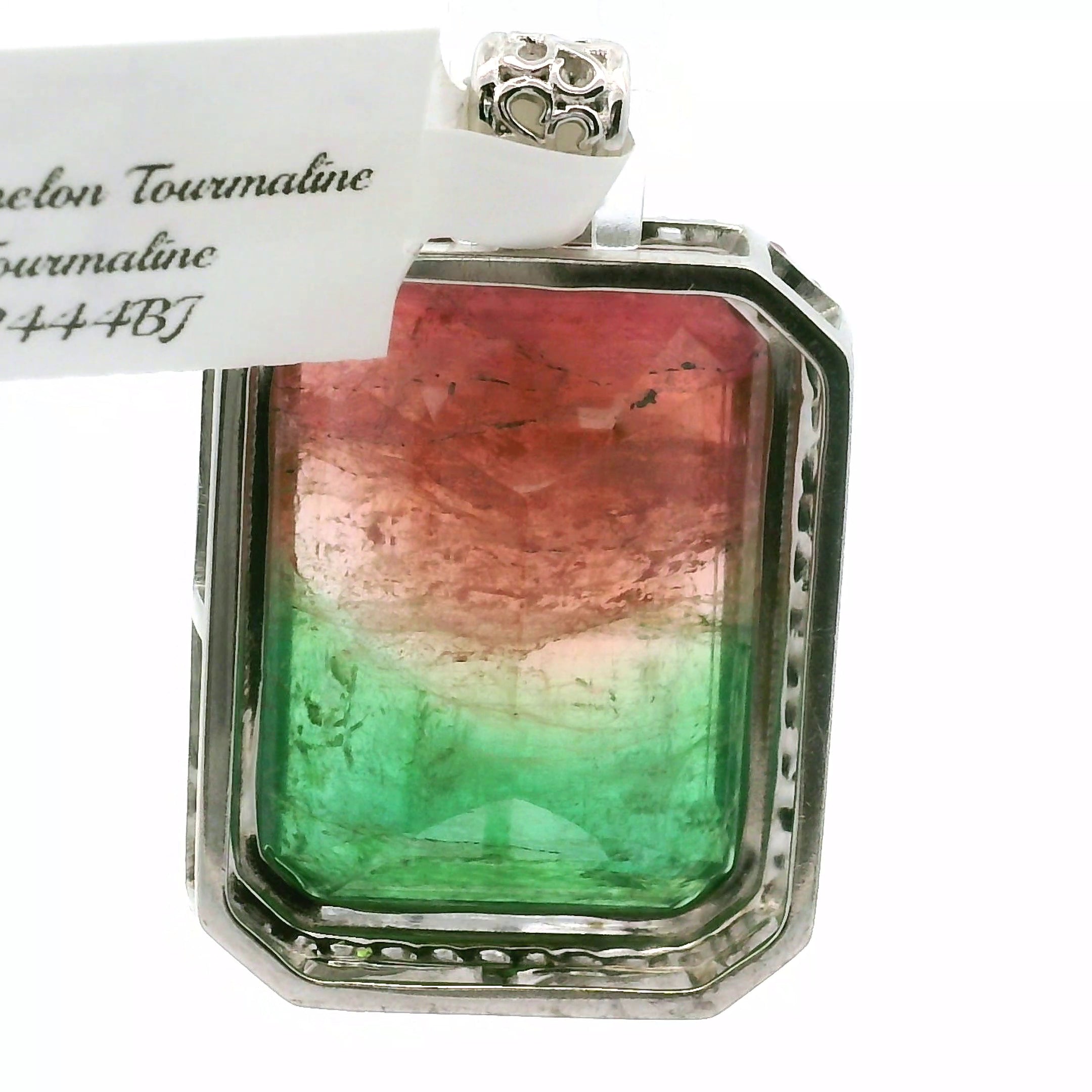 Watermelon Tourmaline Pavé Pendant and Ring Set .925 Silver for Meditation, Relationships and Happiness
