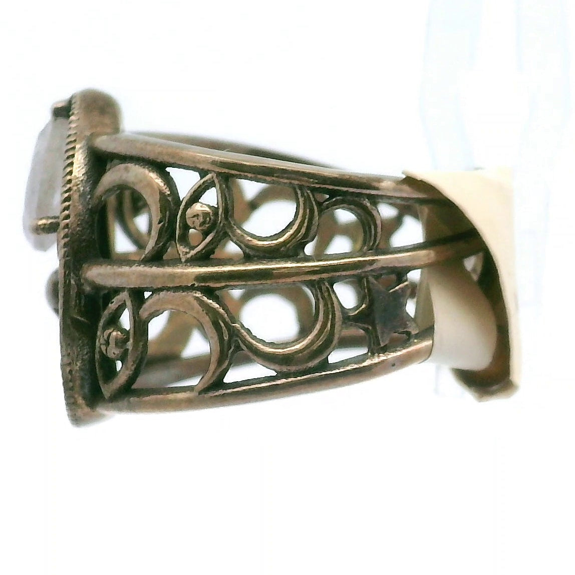 Ouija Adjustable Cuff Ring .925 Silver for Abundance of Joy and Love