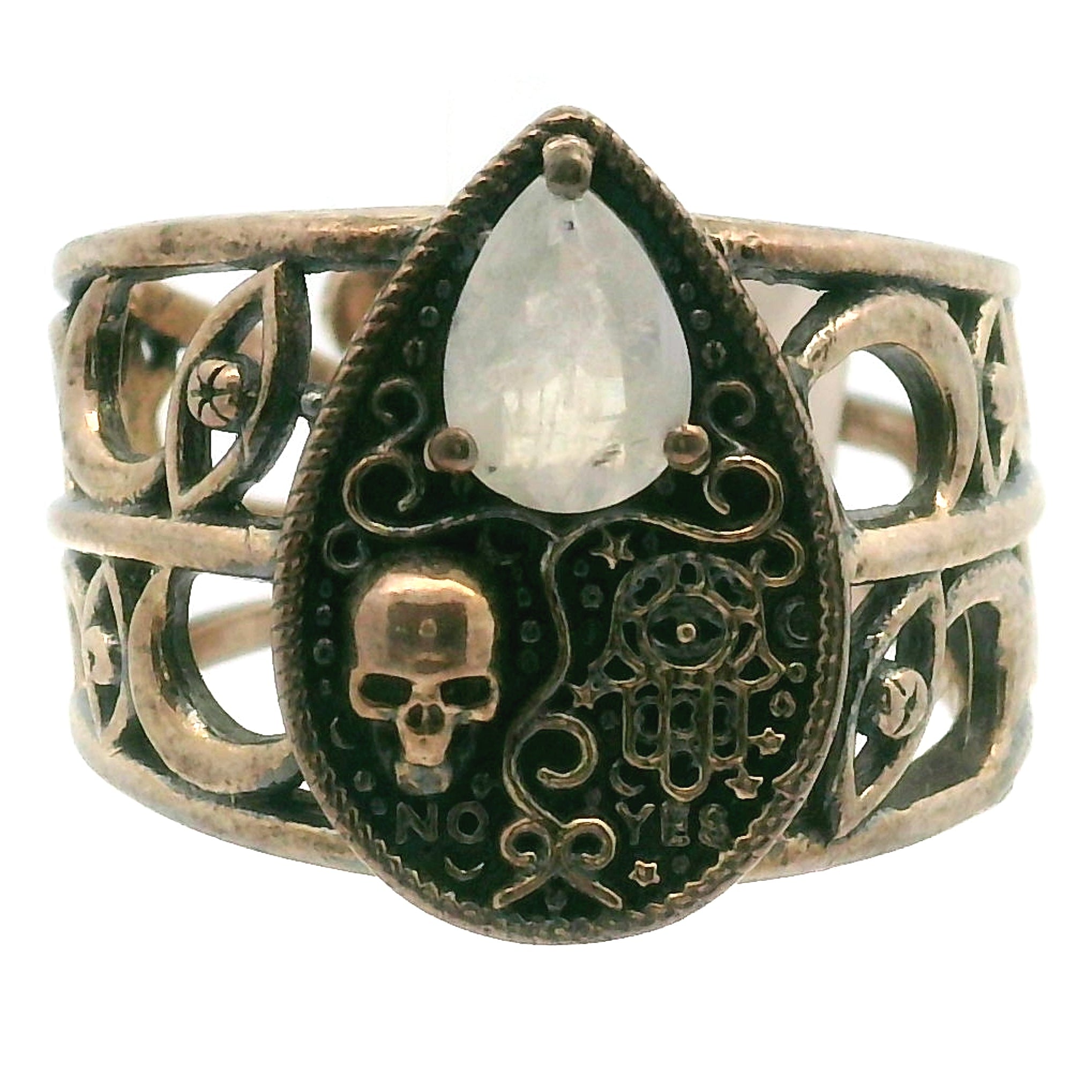 Ouija Adjustable Cuff Ring .925 Silver for Abundance of Joy and Love