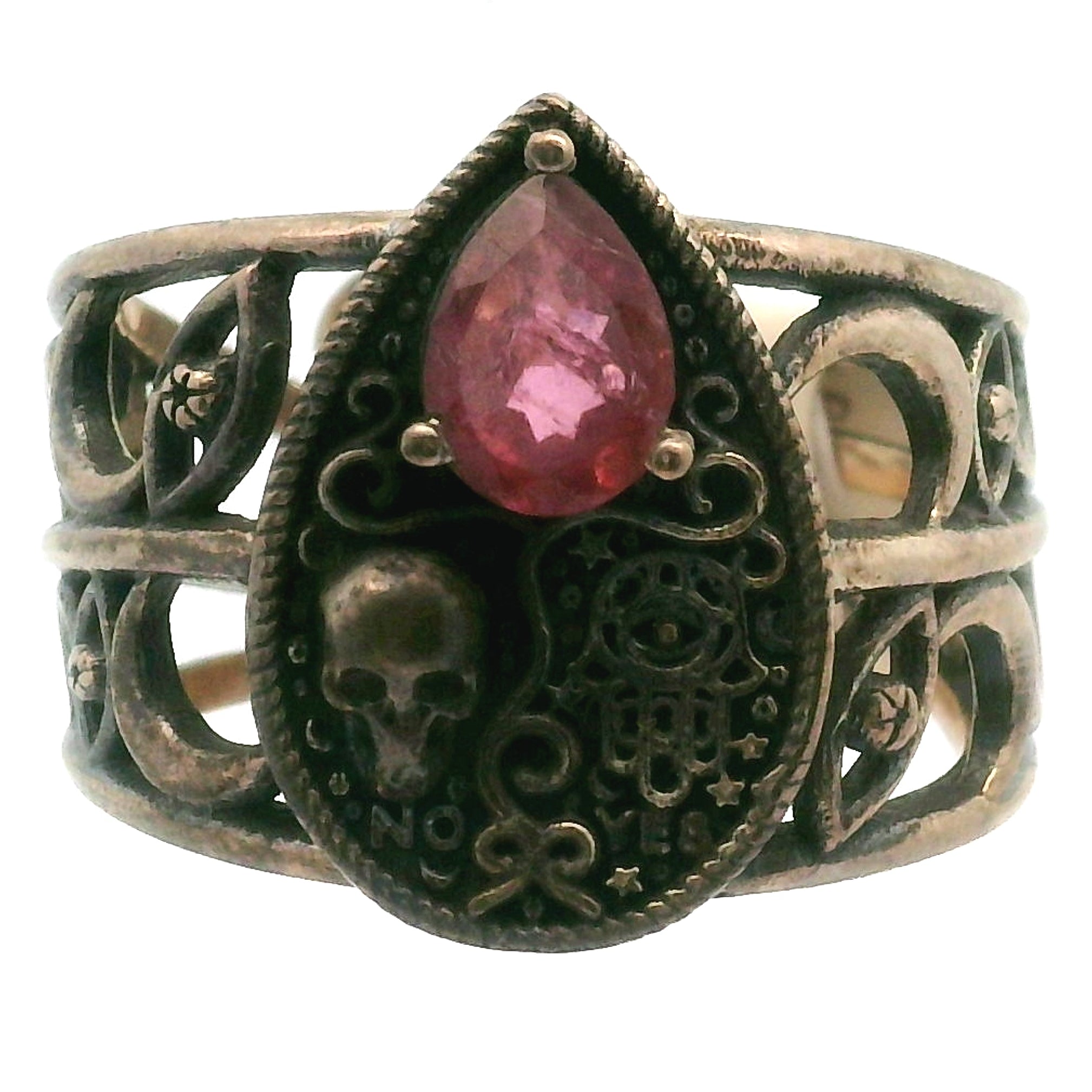 Ouija Adjustable Cuff Ring .925 Silver for Abundance of Joy and Love