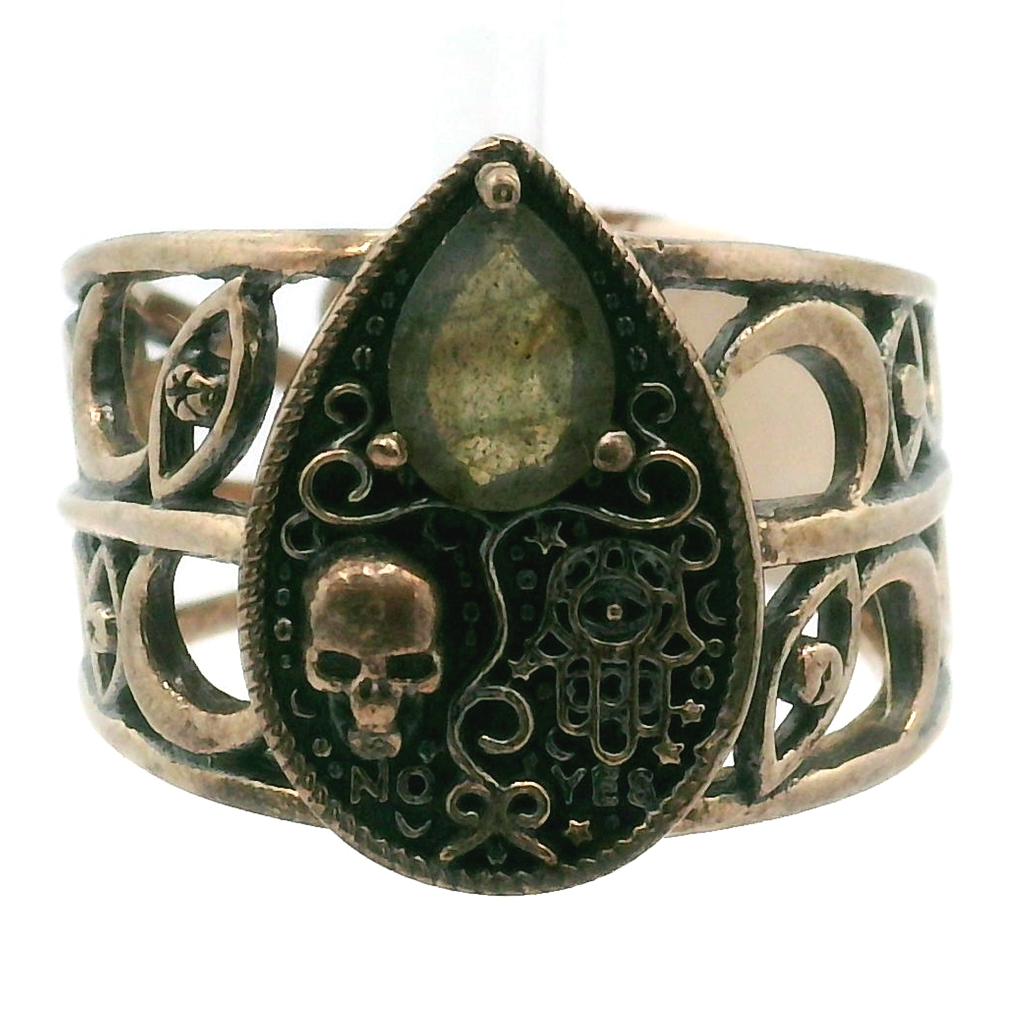 Ouija Adjustable Cuff Ring .925 Silver for Abundance of Joy and Love