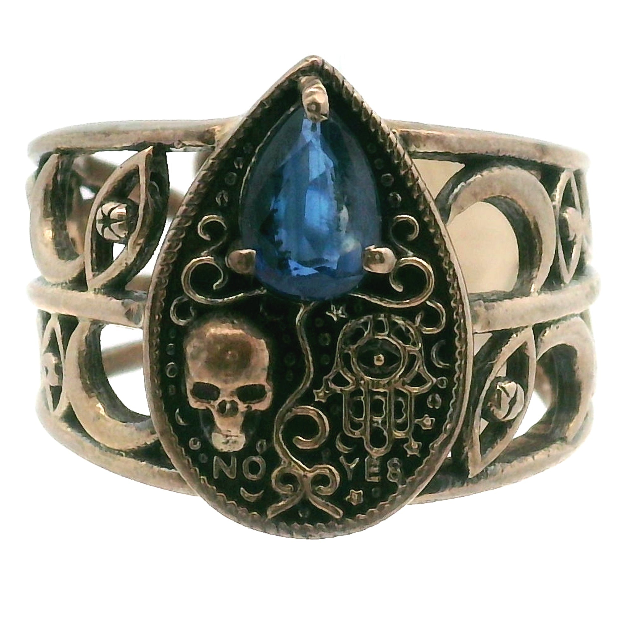 Ouija Adjustable Cuff Ring .925 Silver for Abundance of Joy and Love