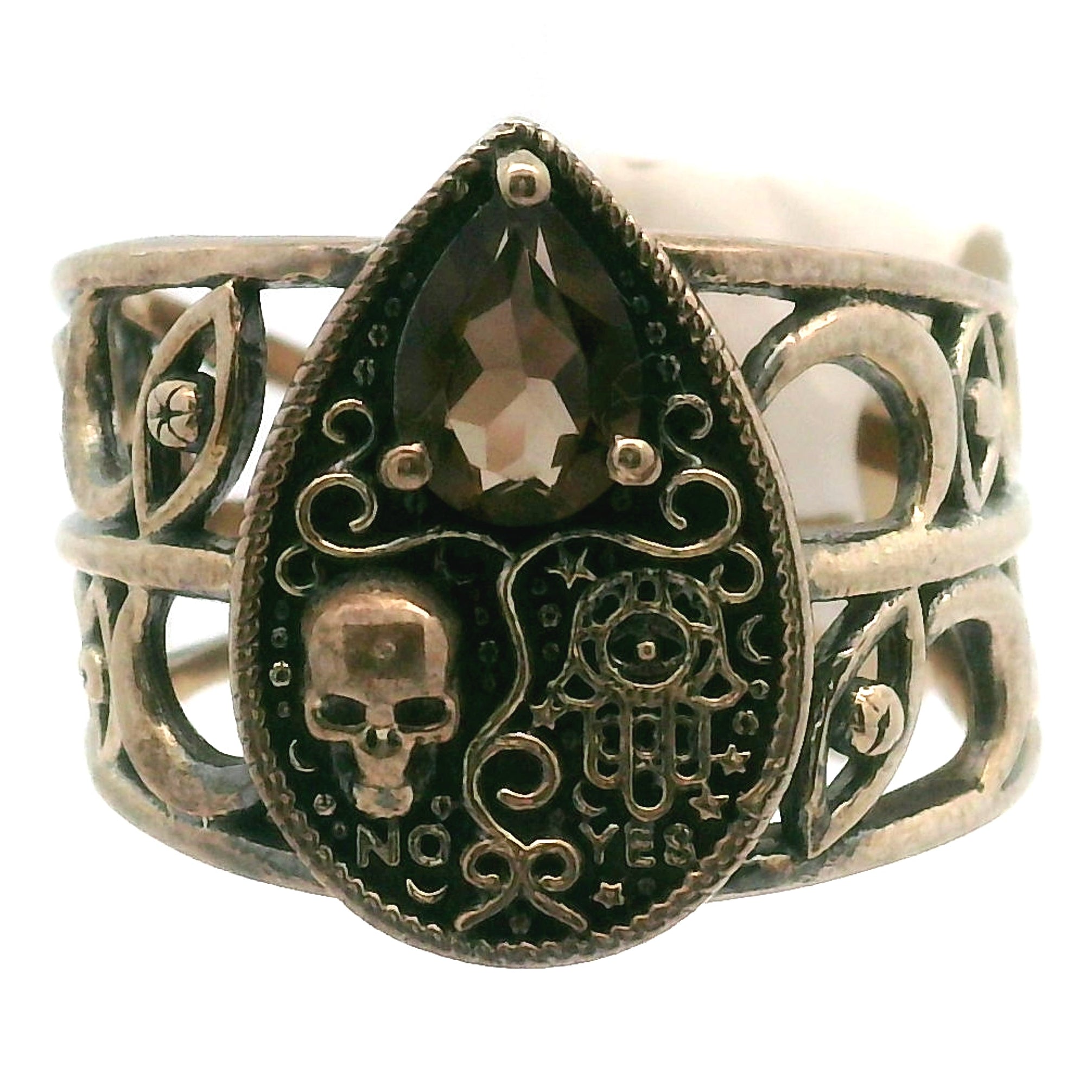 Ouija Adjustable Cuff Ring .925 Silver for Abundance of Joy and Love