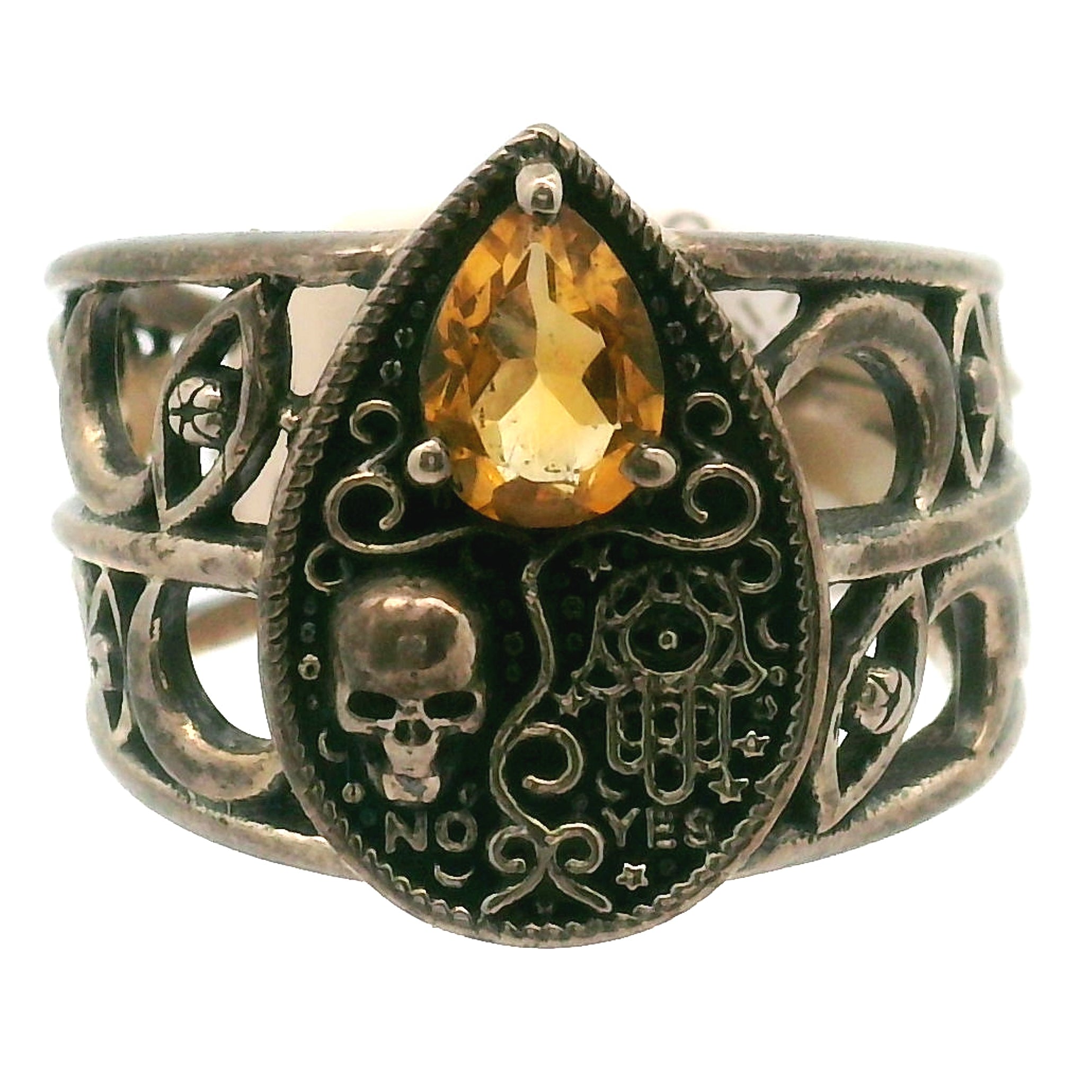 Ouija Adjustable Cuff Ring .925 Silver for Abundance of Joy and Love