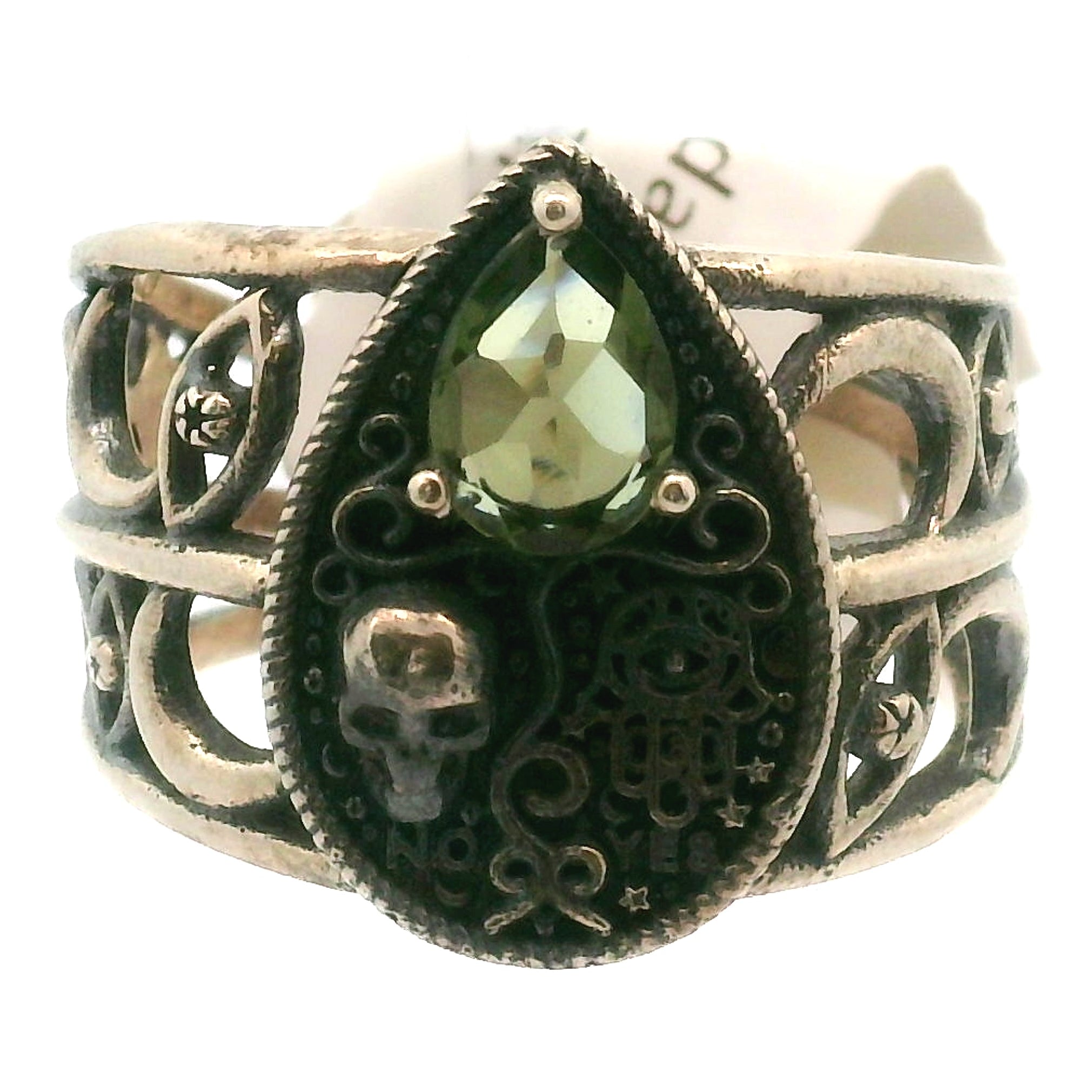 Ouija Adjustable Cuff Ring .925 Silver for Abundance of Joy and Love